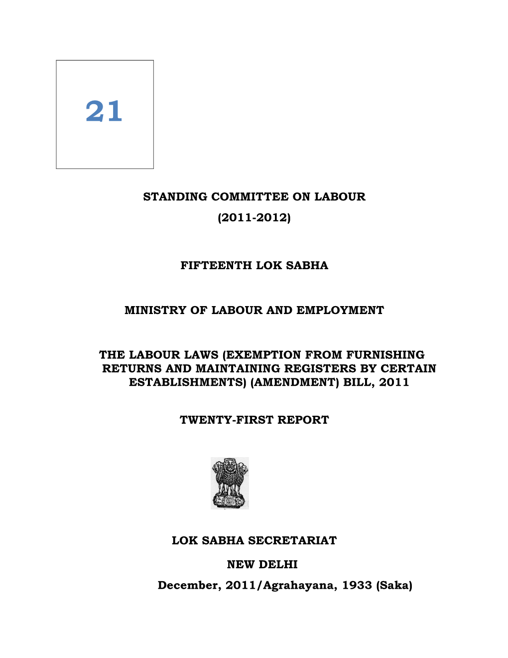 Standing Committee on Labour (2011-2012)