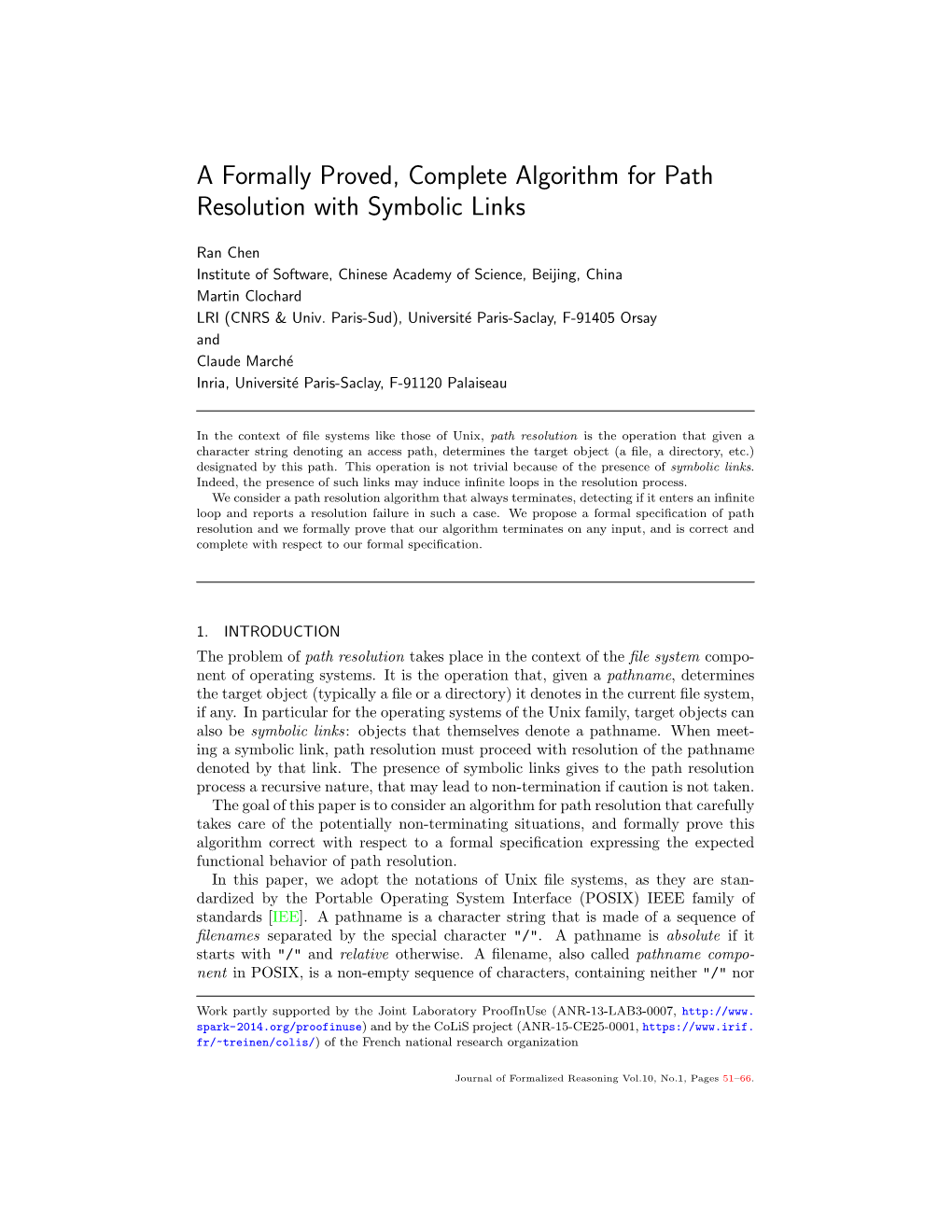 A Formally Proved, Complete Algorithm for Path Resolution with Symbolic Links