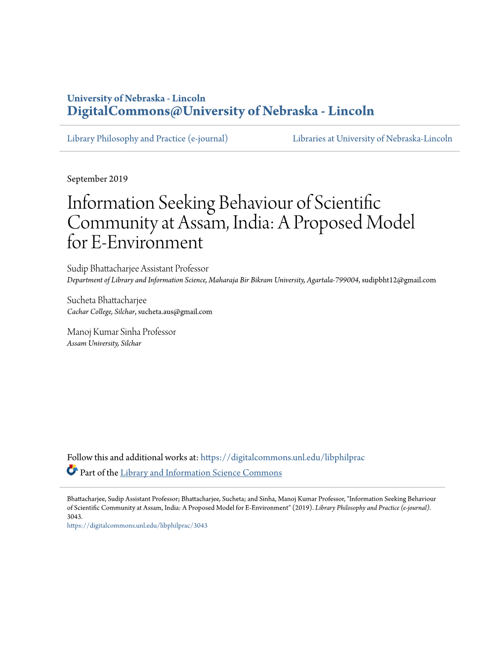 Information Seeking Behaviour of Scientific Community at Assam, India