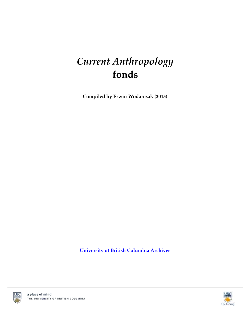 Current Anthropology Fonds