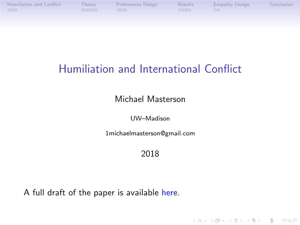 Humiliation and International Conflict