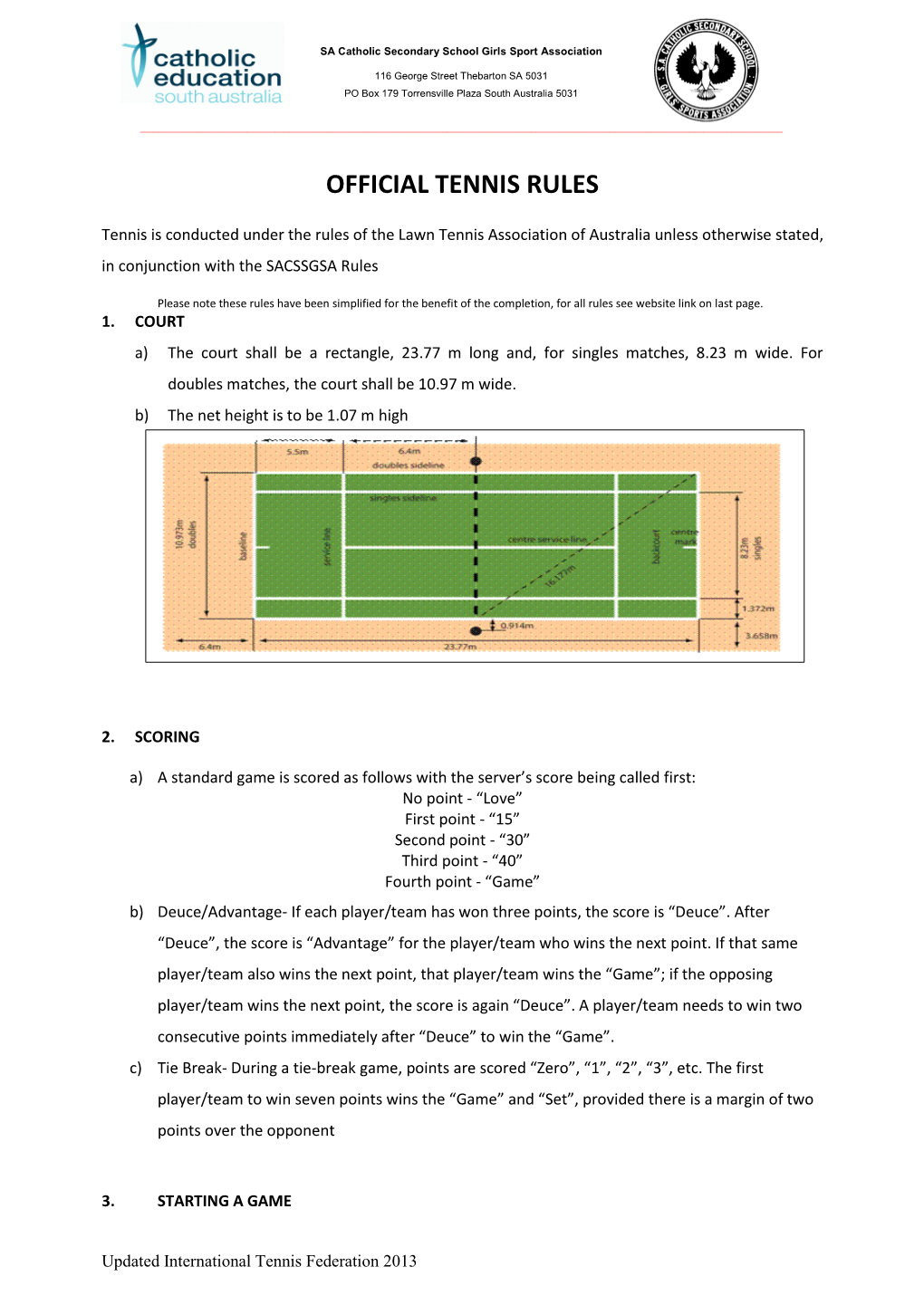 Tennis Official Rules