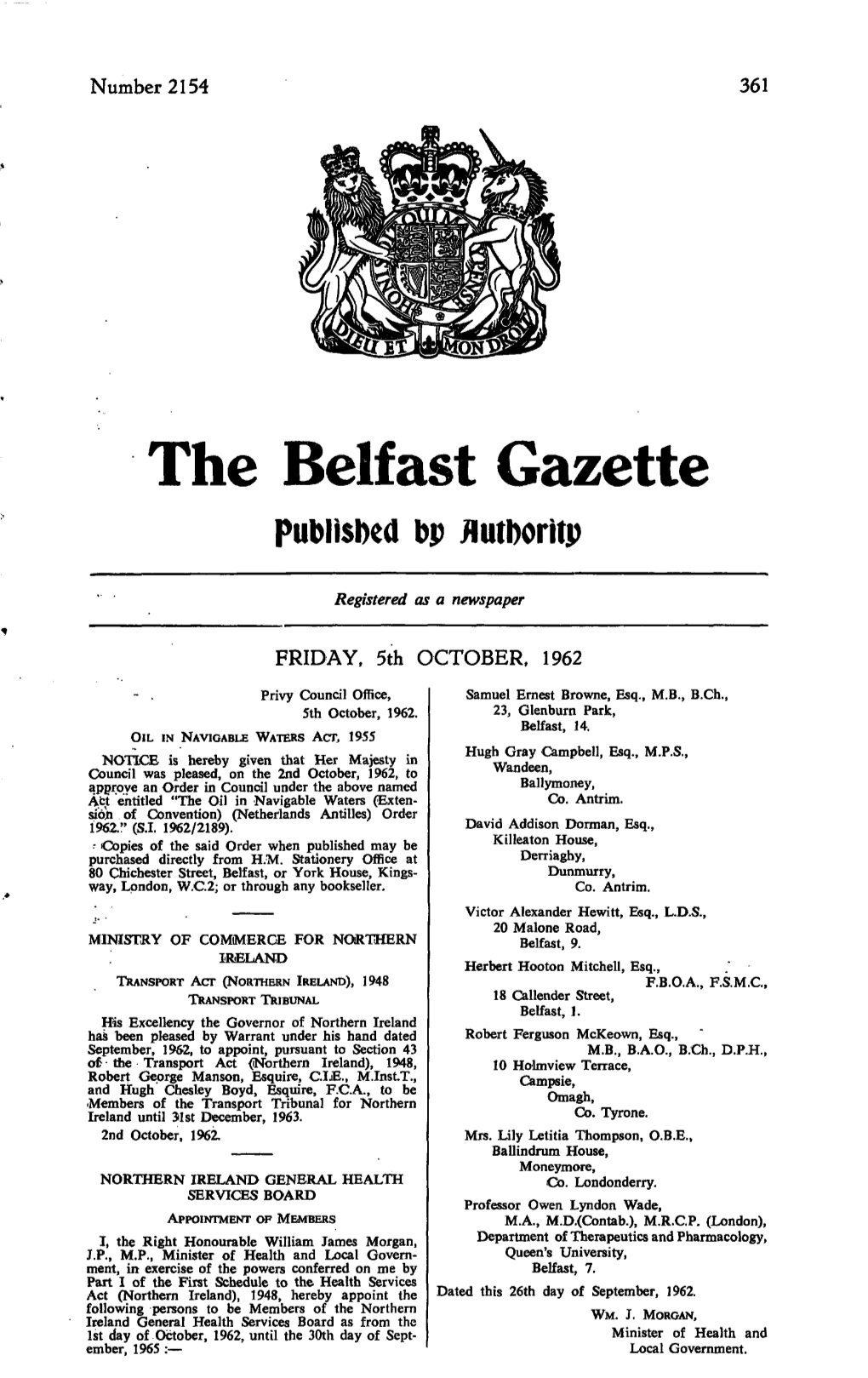 The Belfast Gazette Published Bp Flutboritp