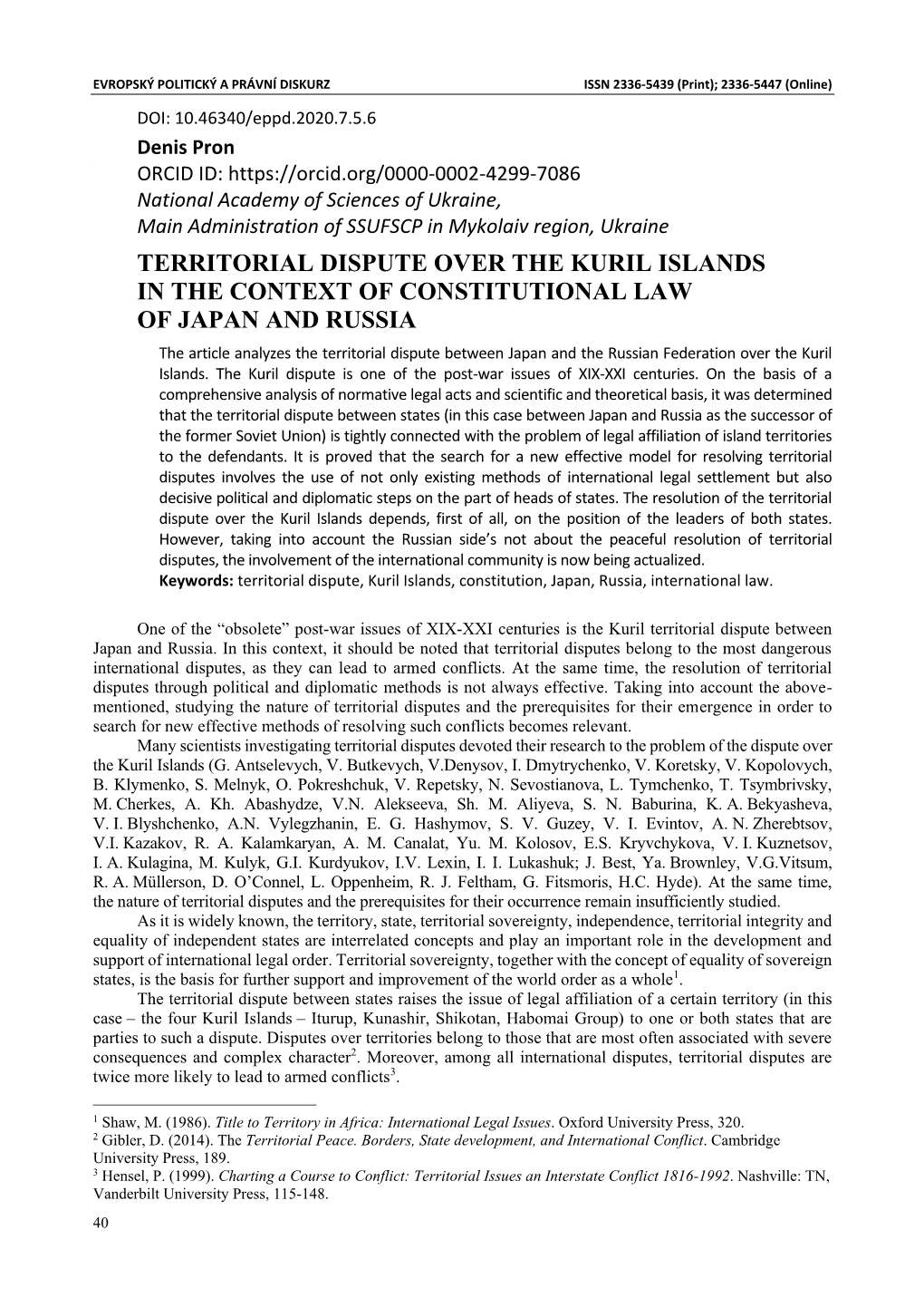 Territorial Dispute Over the Kuril Islands in The