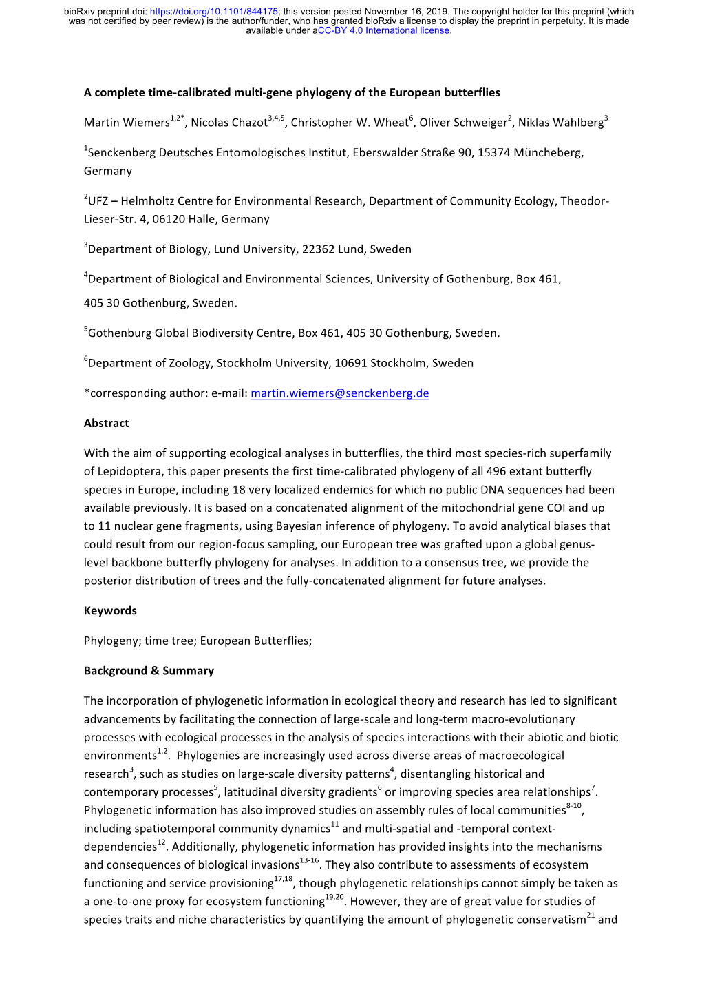 Phylogeny of European Butterflies V1.0