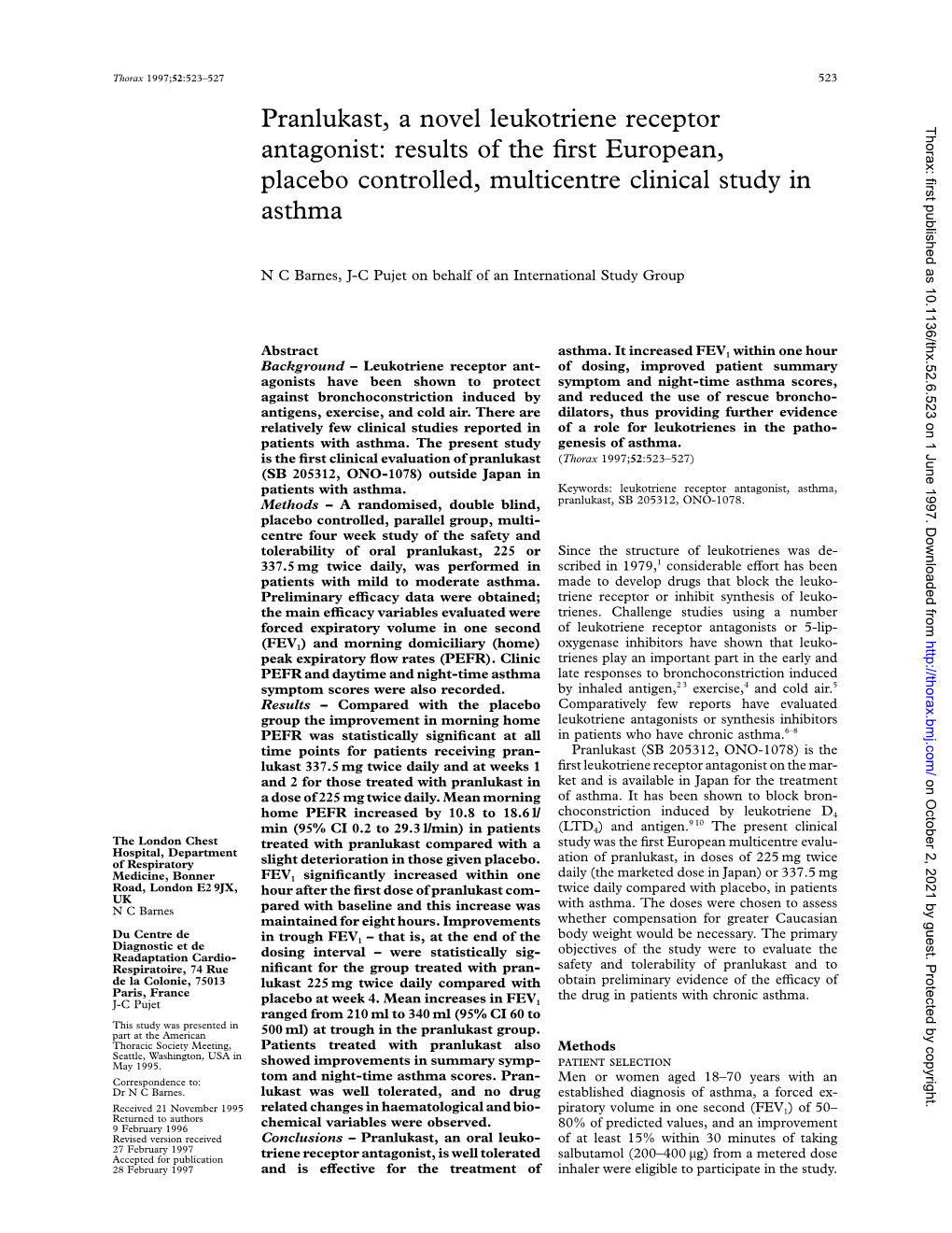 Pranlukast, a Novel Leukotriene Receptor Antagonist 525