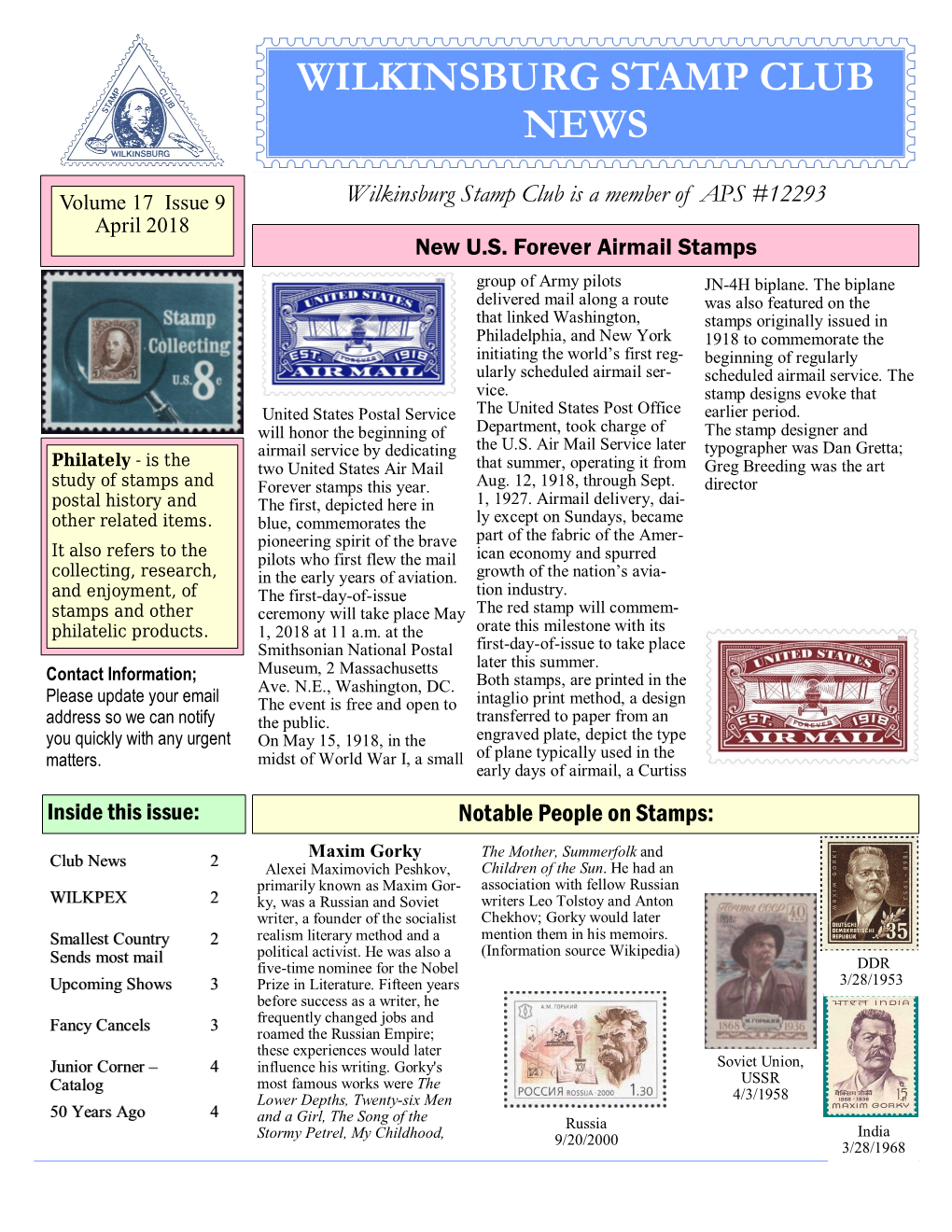 Wilkinsburg Stamp Club News