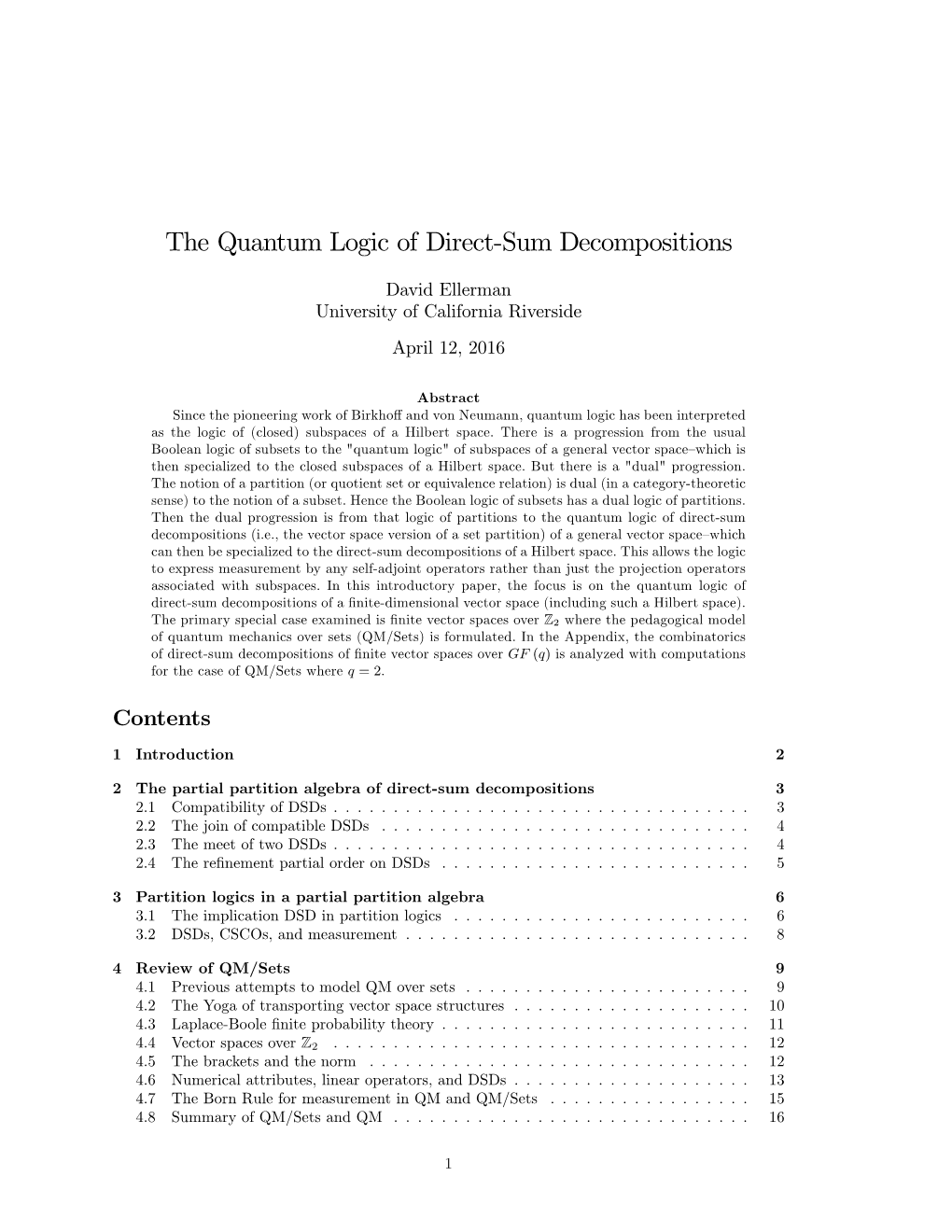 The Quantum Logic of Direct-Sum Decompositions