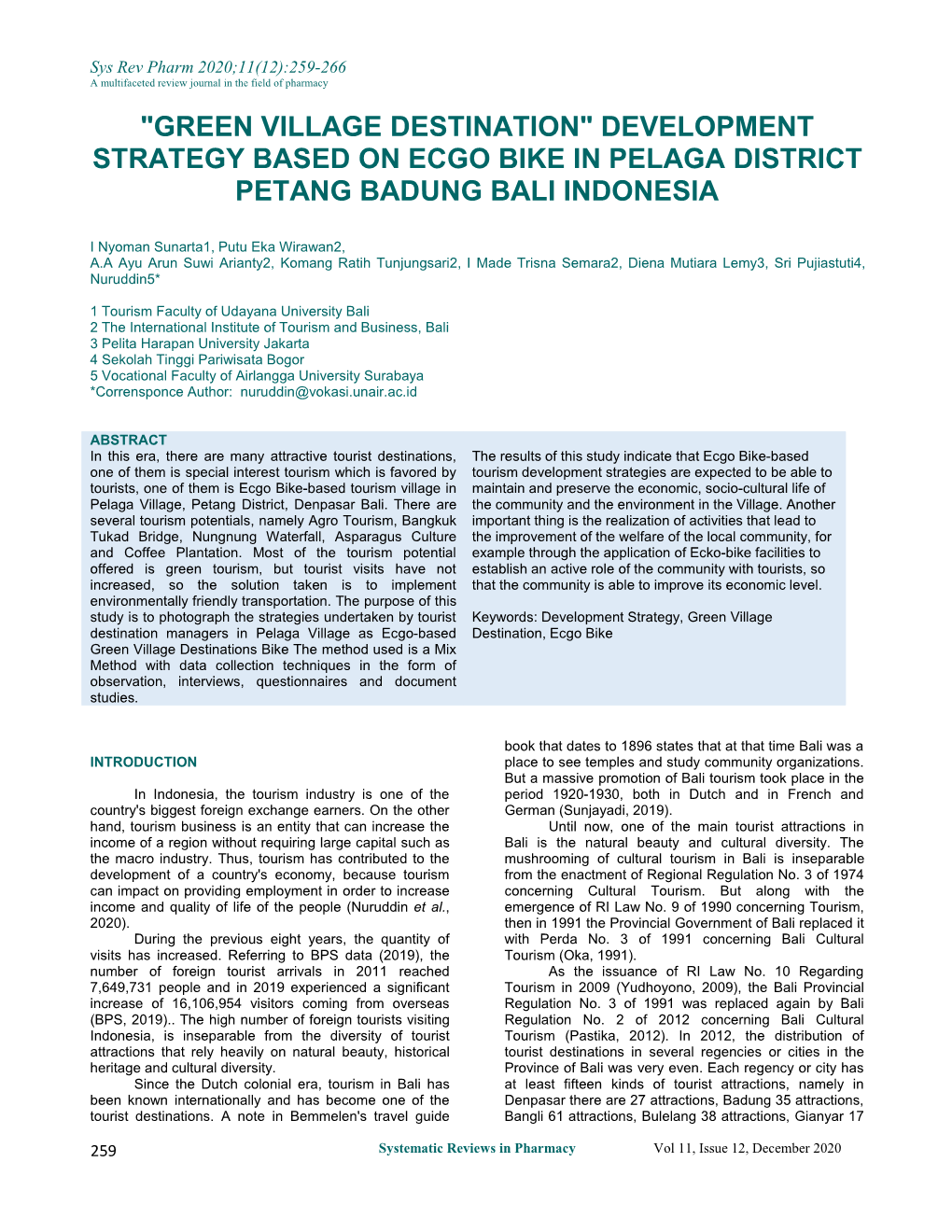 Development Strategy Based on Ecgo Bike in Pelaga District Petang Badung Bali Indonesia
