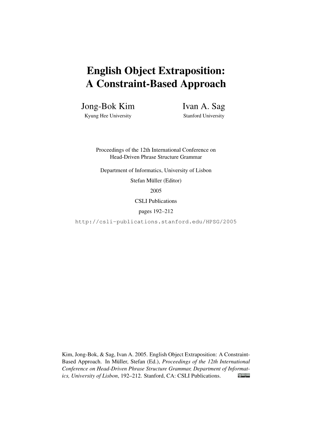 English Object Extraposition: a Constraint-Based Approach