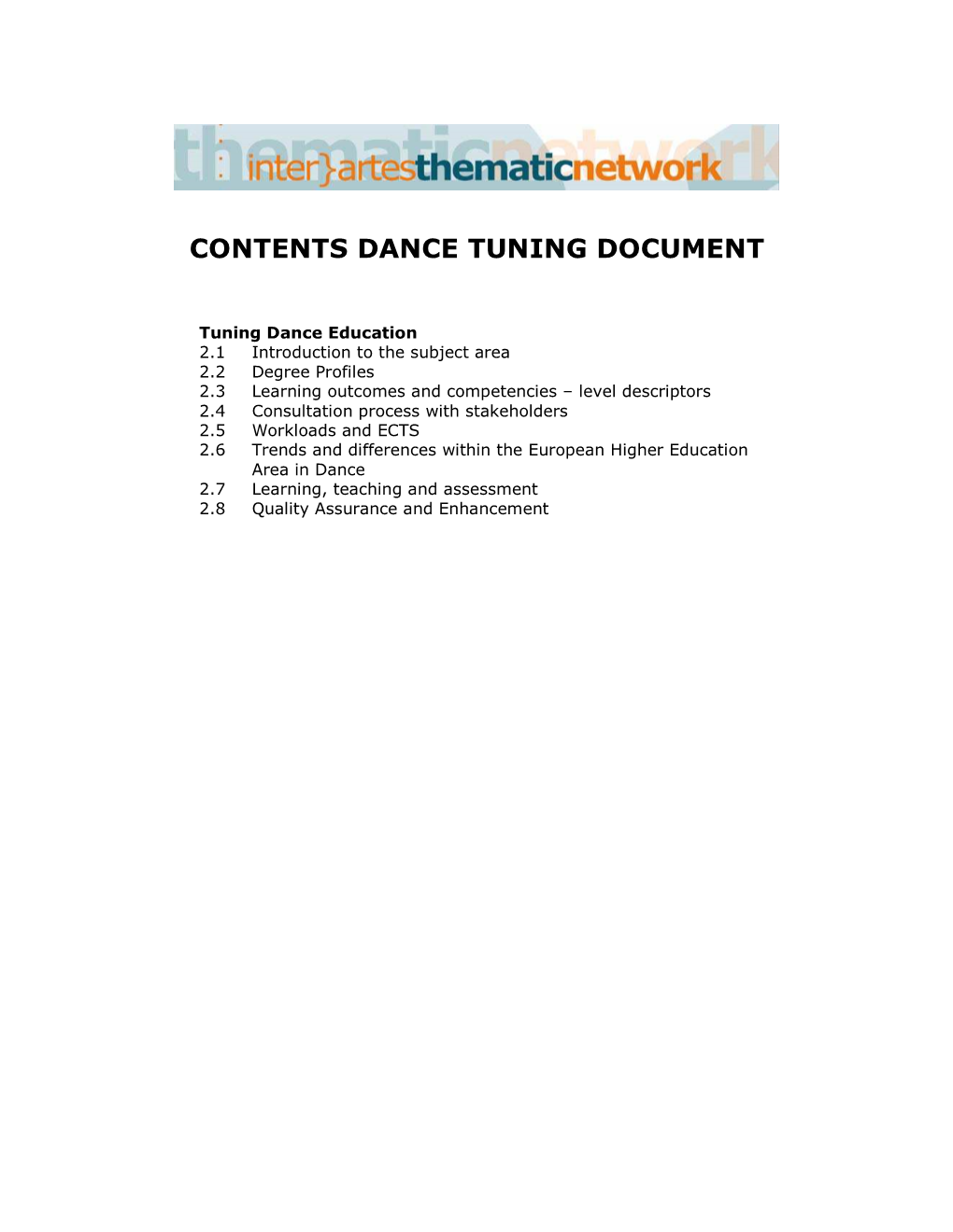 Contents Dance Tuning Document