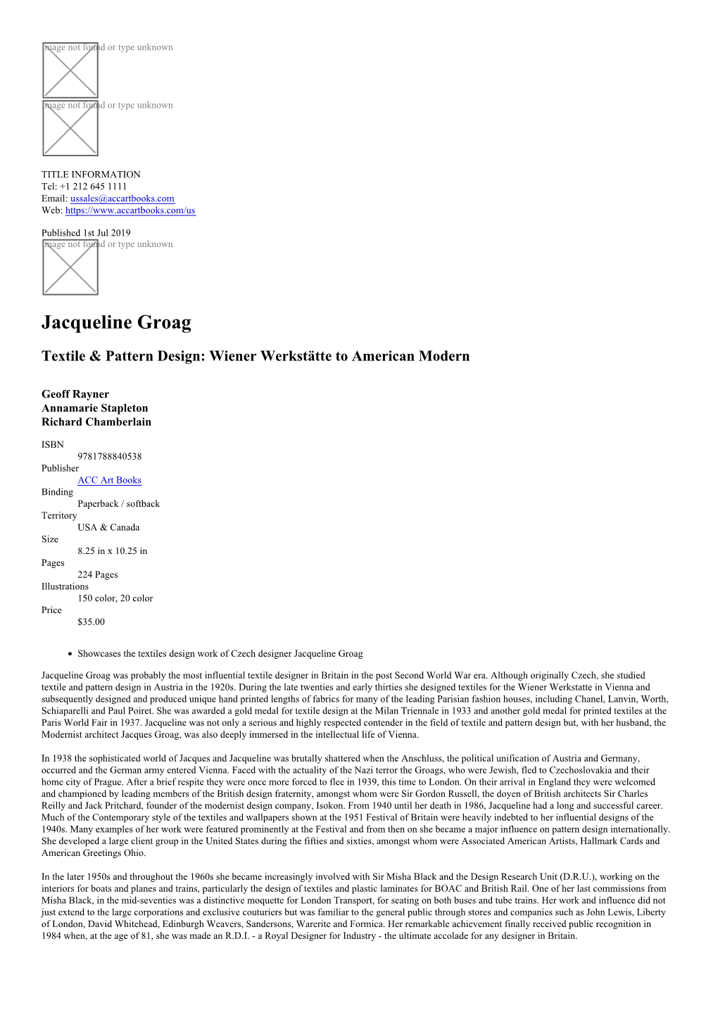 Jacqueline Groag Datasheet