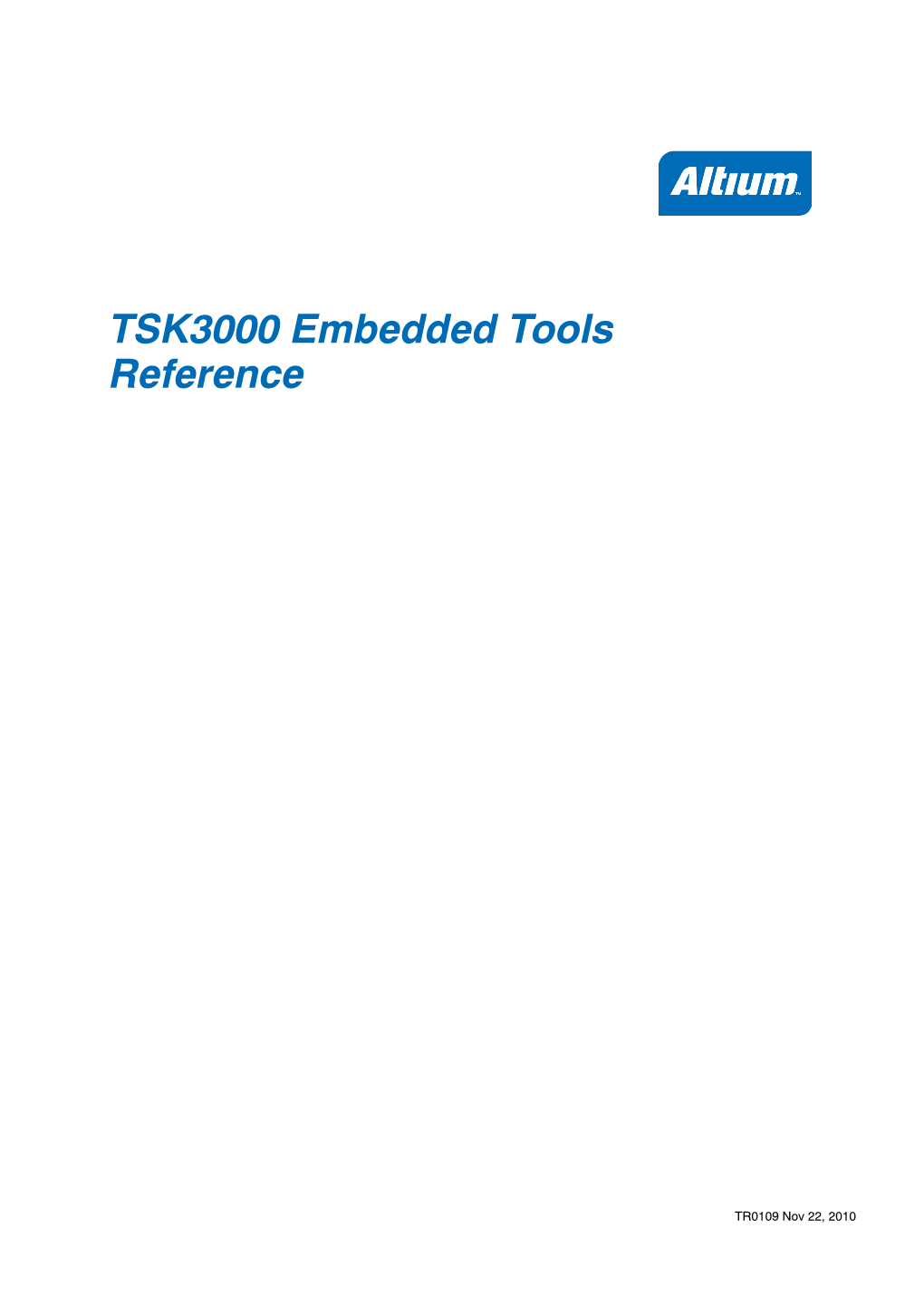 TR0109 TSK3000 Embedded Tools Reference
