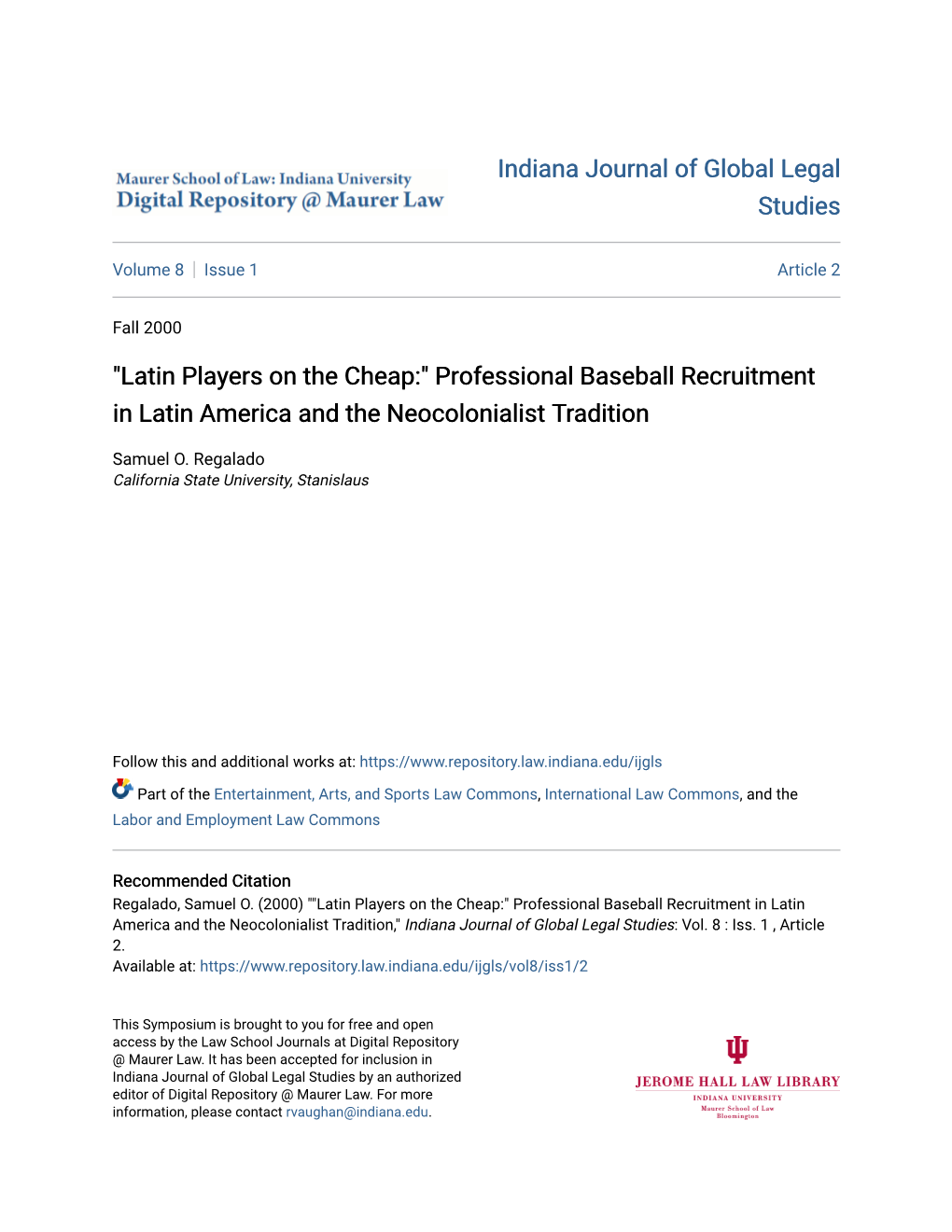Professional Baseball Recruitment in Latin America and the Neocolonialist Tradition
