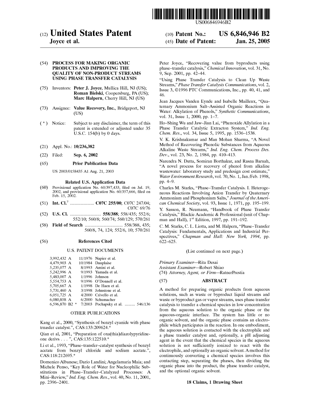 (12) United States Patent (10) Patent No.: US 6,846,946 B2 Joyce Et Al
