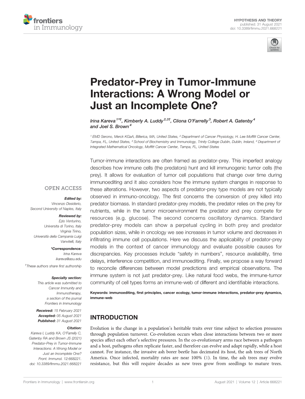 Predator-Prey in Tumor-Immune Interactions: a Wrong Model Or Just an Incomplete One?