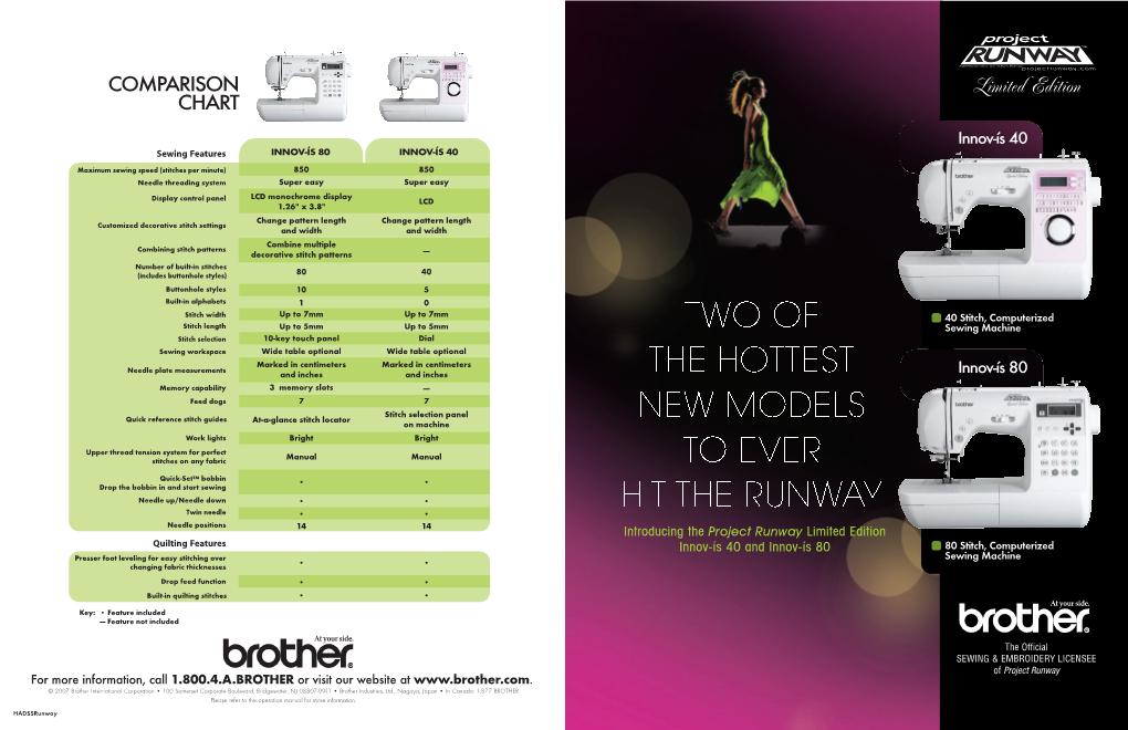 COMPARISON CHART Innov-Ís 40 Sewing Features INNOV-ÍS 80 INNOV-ÍS 40