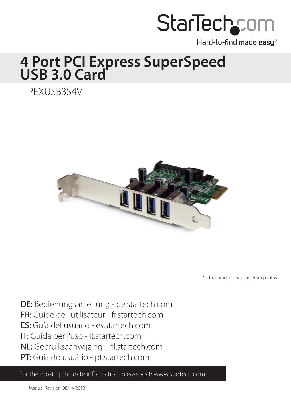 4 Port PCI Express Superspeed USB 3.0 Card PEXUSB3S4V