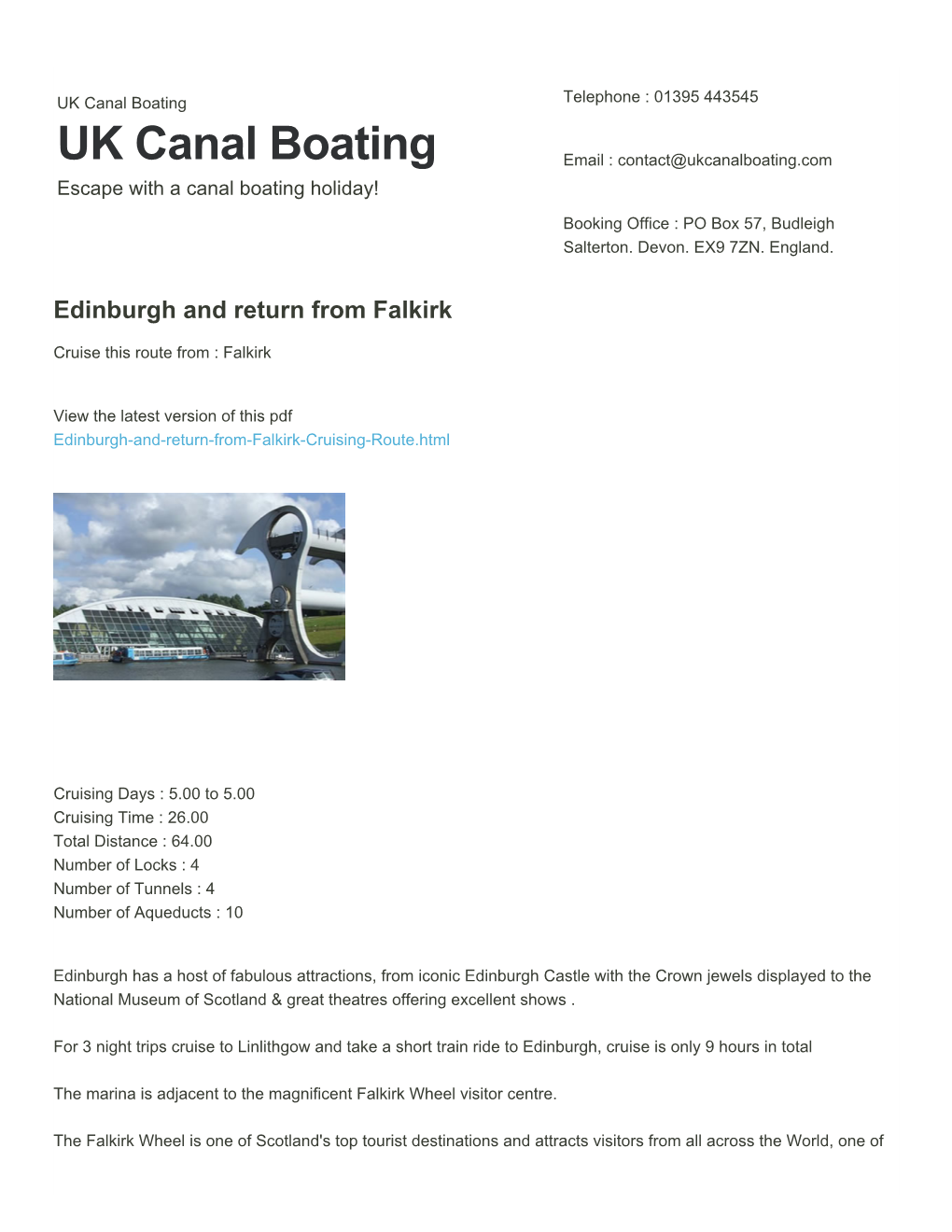 Edinburgh and Return from Falkirk | UK Canal Boating