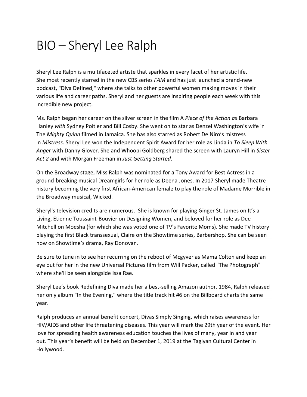 BIO – Sheryl Lee Ralph