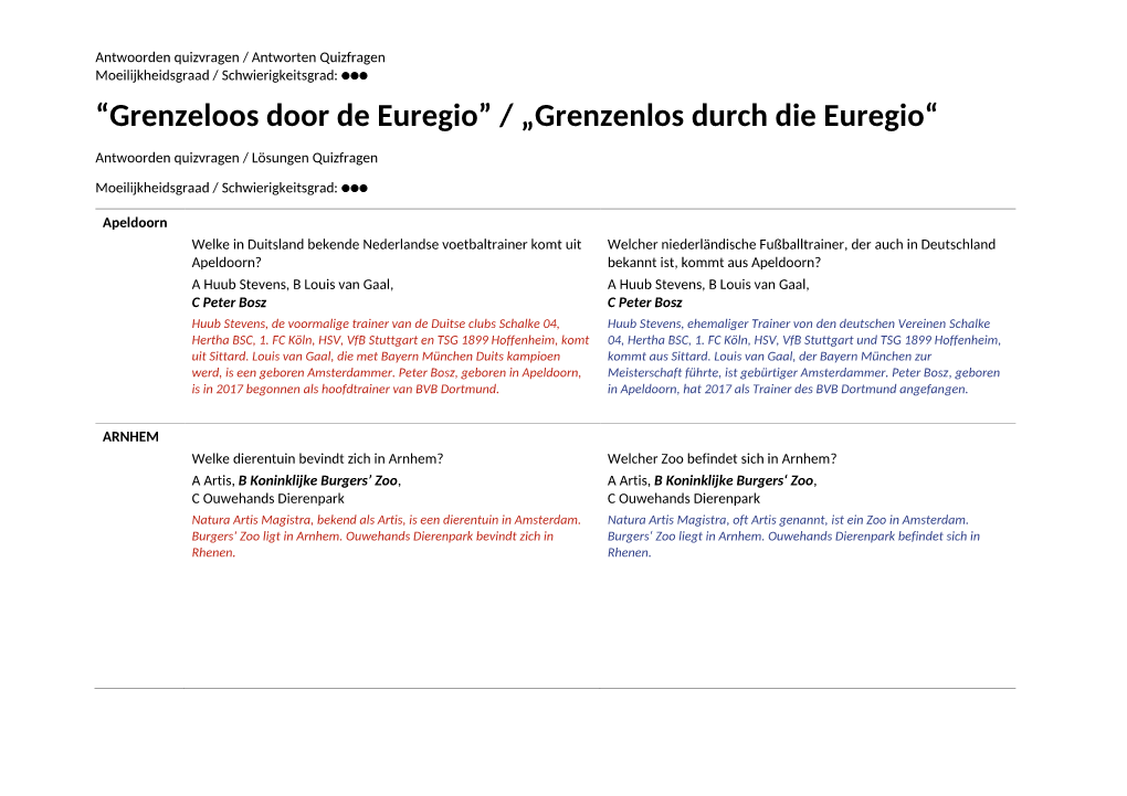 “Grenzeloos Door De Euregio” / „Grenzenlos Durch Die Euregio“