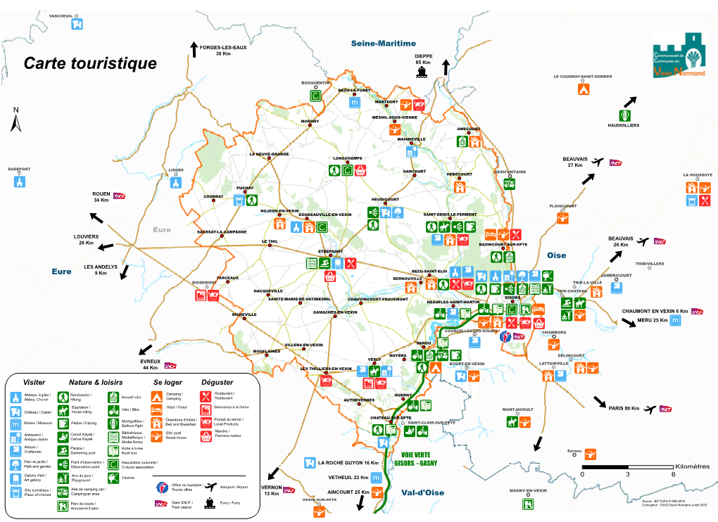 Carte Touristique 85 Km LE COUDRAY-SAINT-GERMER BOSQUENTIN