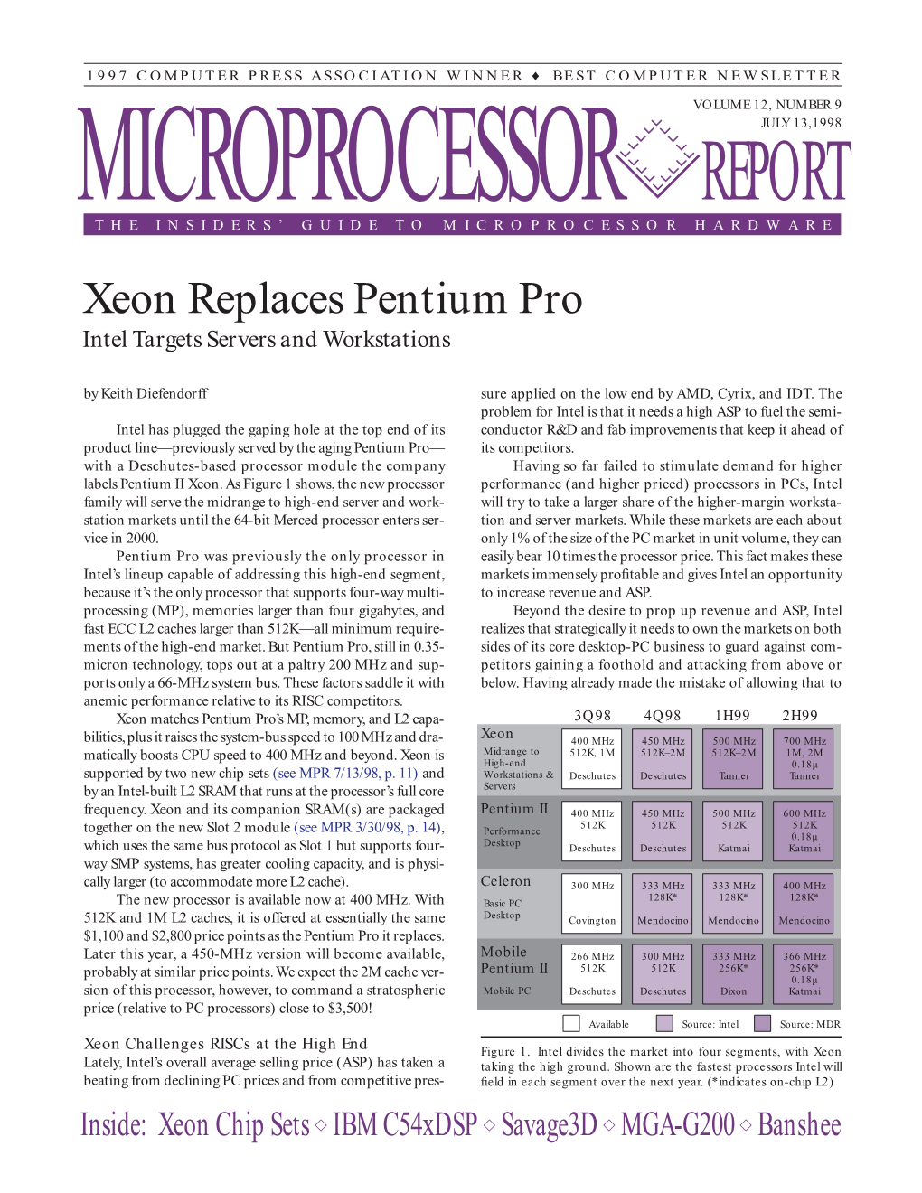 Xeon Replaces Pentium Pro: 7/13/98