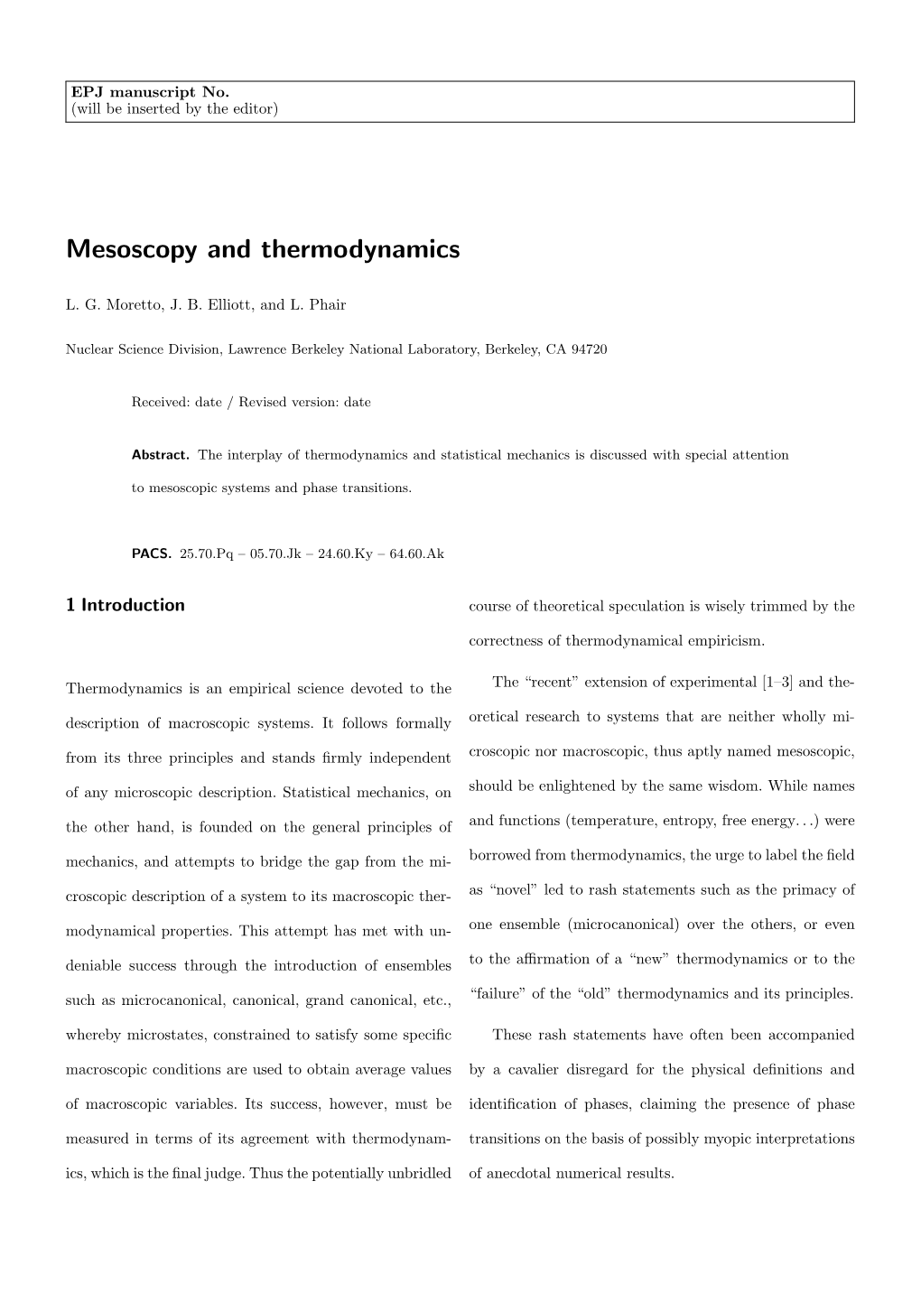 Mesoscopy and Thermodynamics