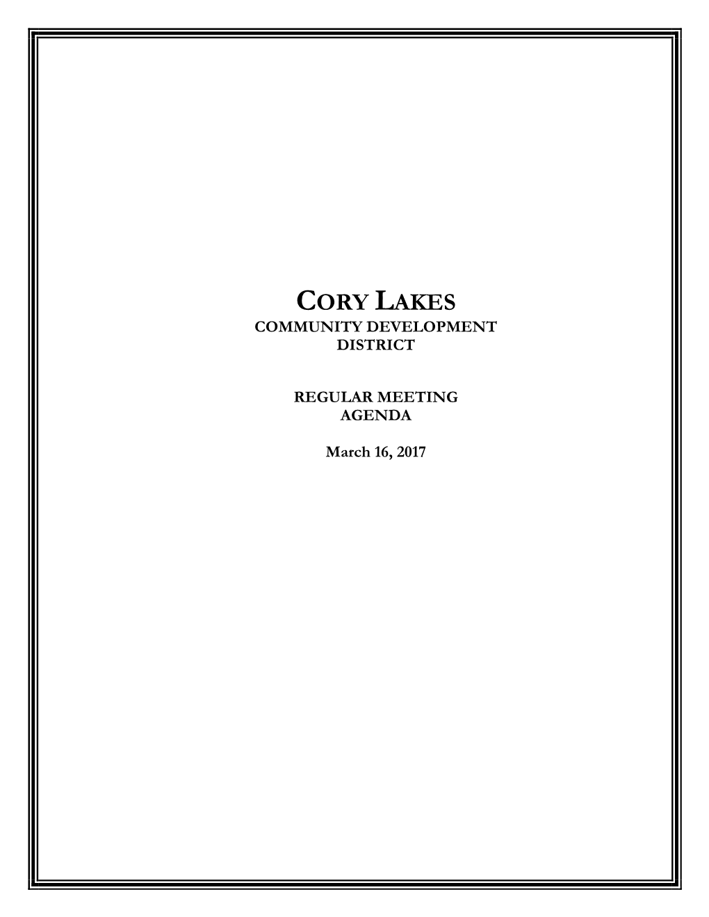 Cory Lakes Community Development District