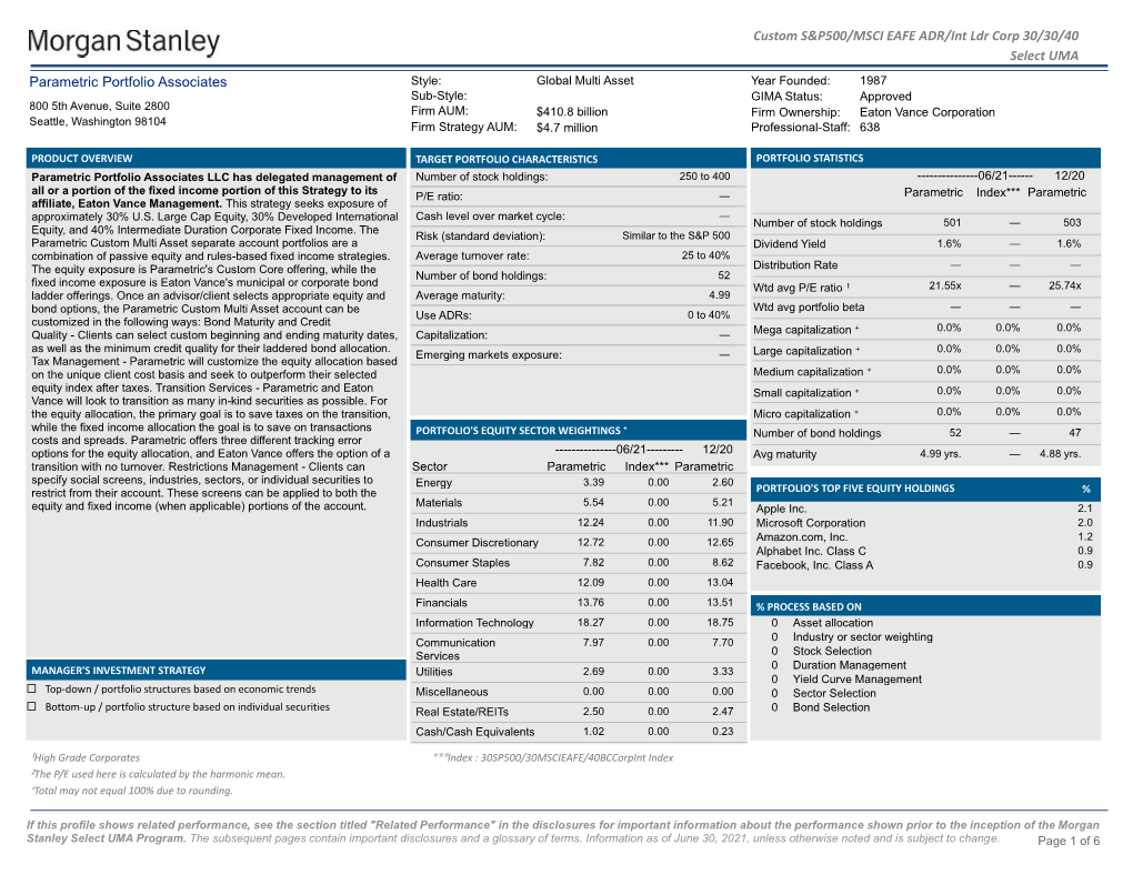 Custom S&P500/MSCI EAFE ADR/Int Ldr Corp 30/30/40 Select UMA