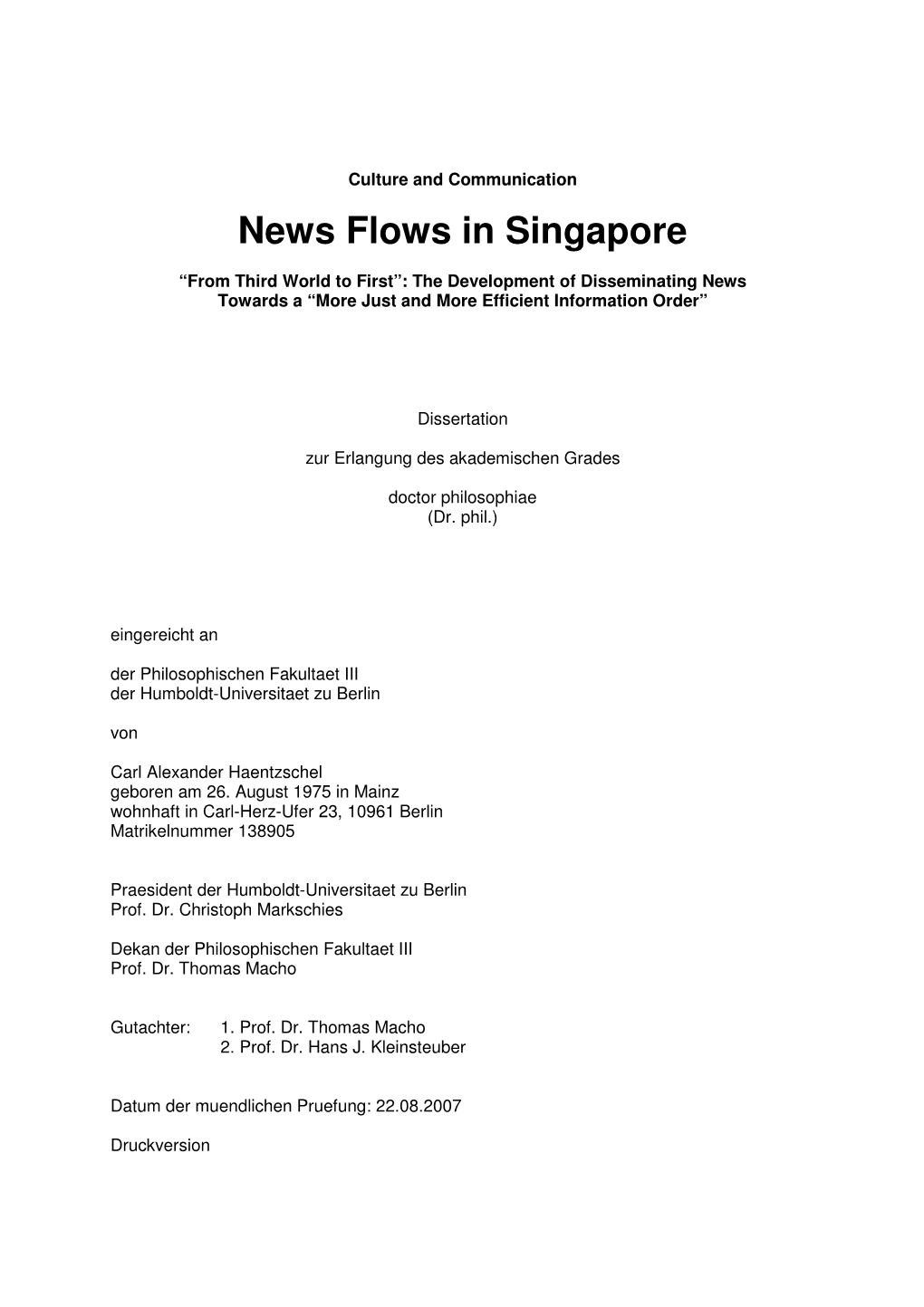 News Flows in Singapore