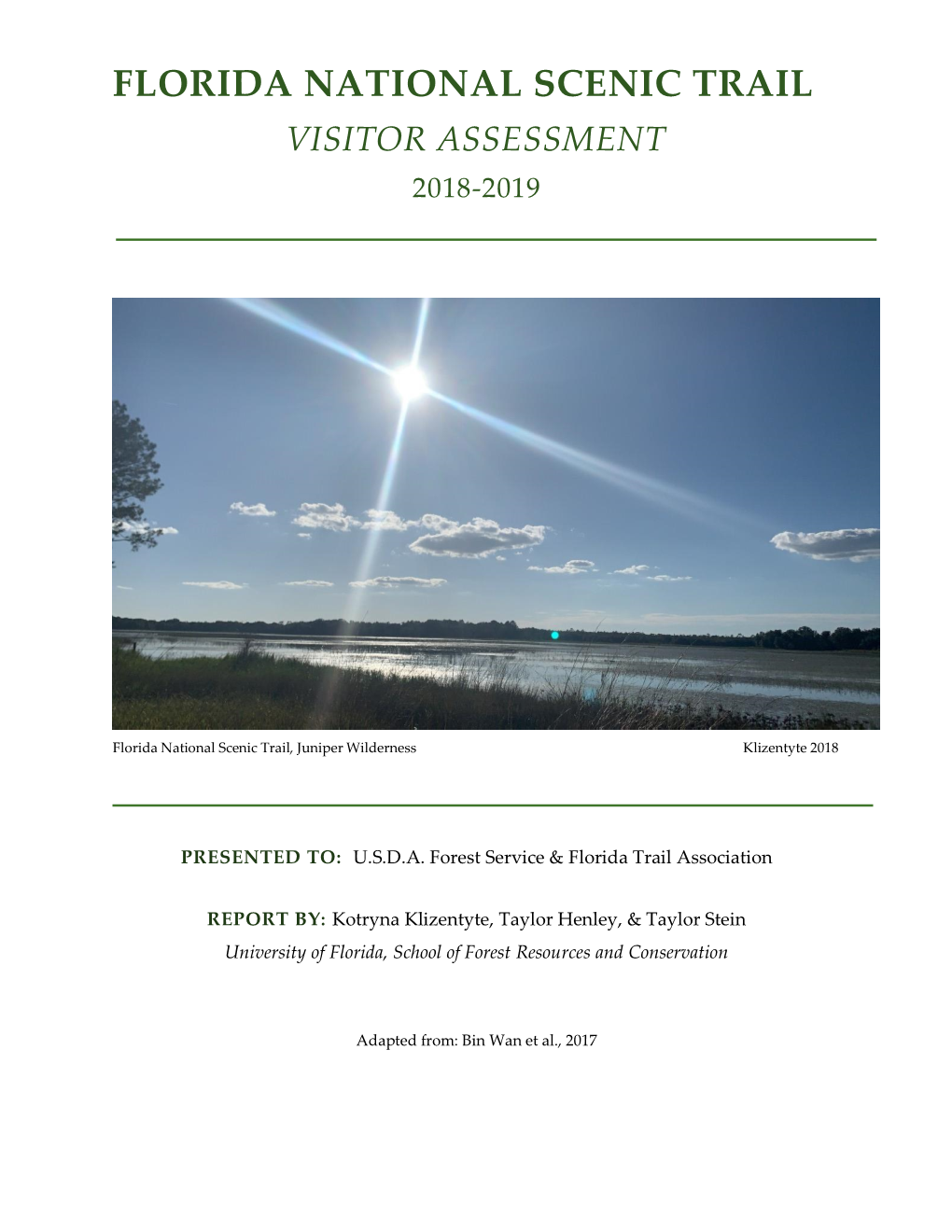 Florida National Scenic Trail Visitor Assessment 2018-2019