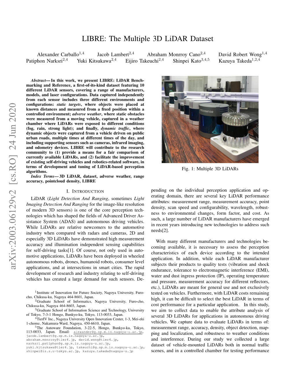 The Multiple 3D Lidar Dataset