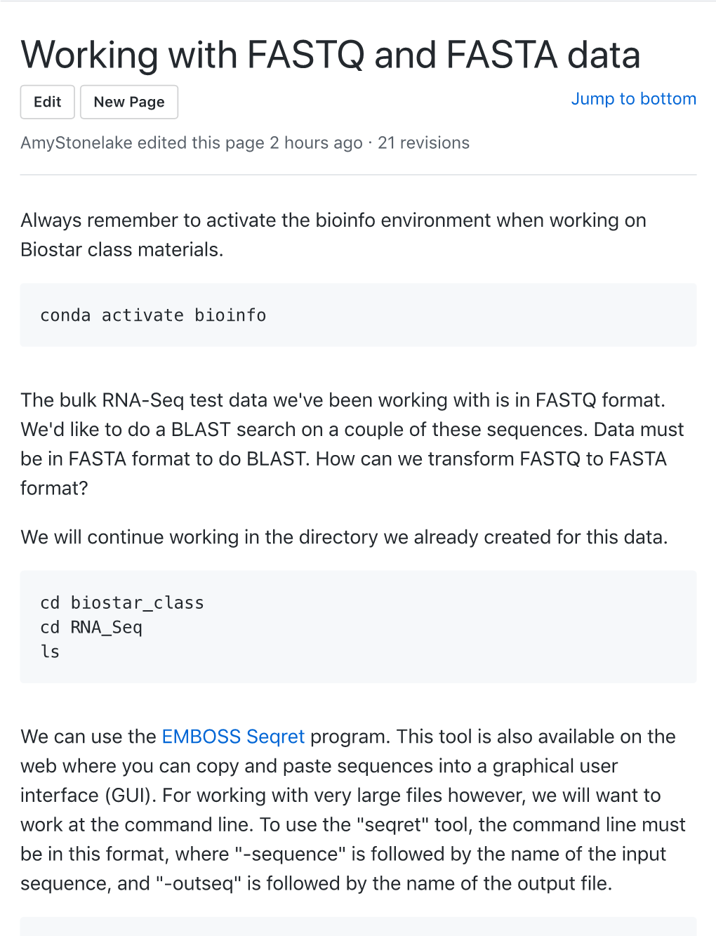 Working with FASTQ and FASTA Data