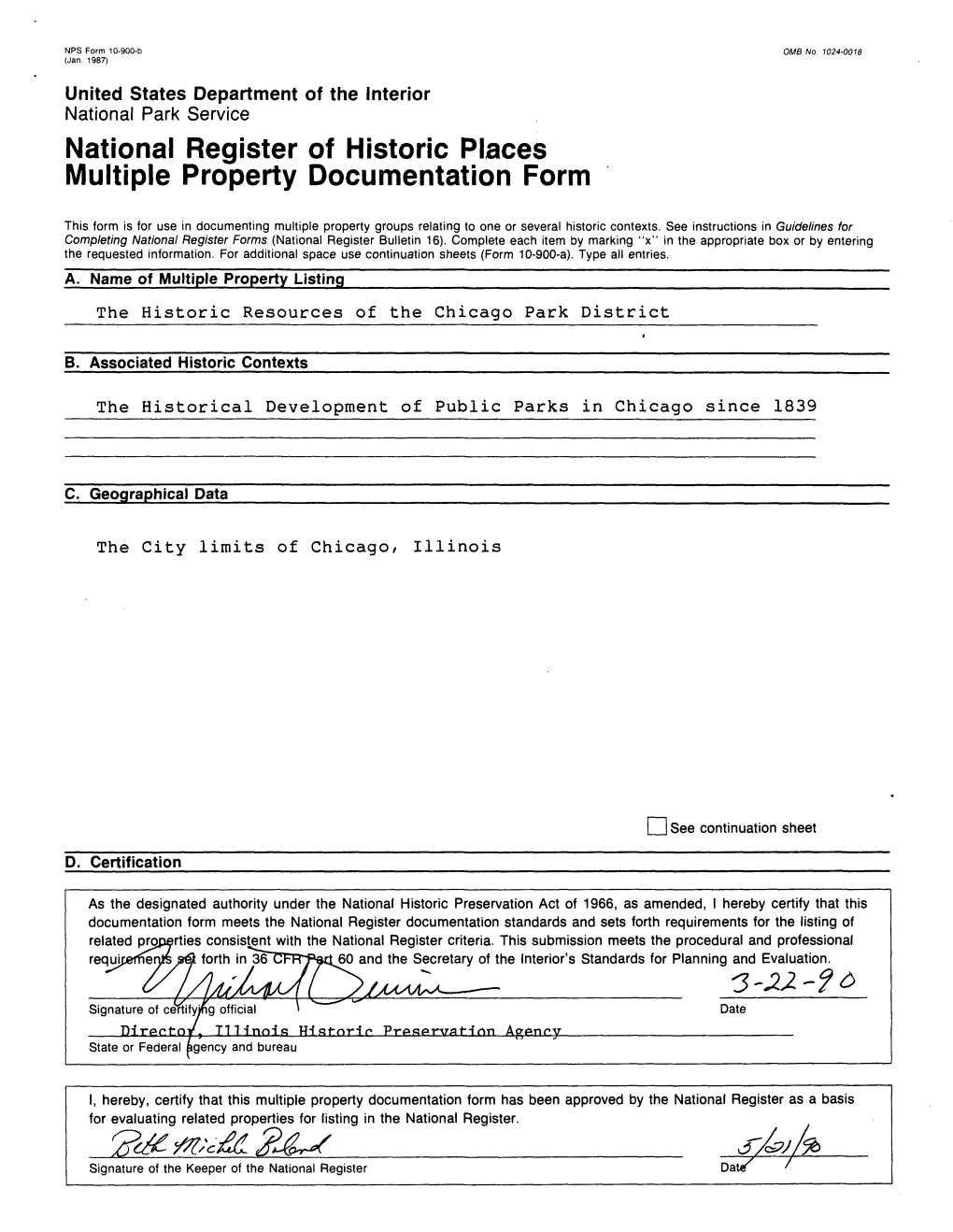 National Register of Historic Places Multiple Property Documentation Form