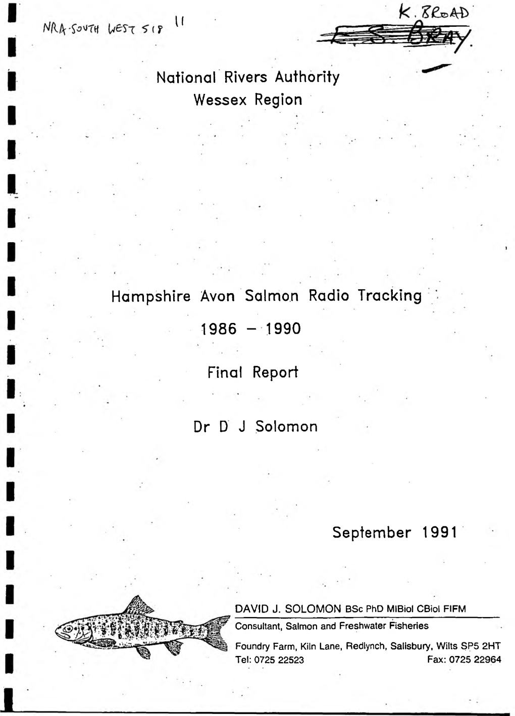 National Rivers Authority Wessex Region Hampshire Avon Salmon