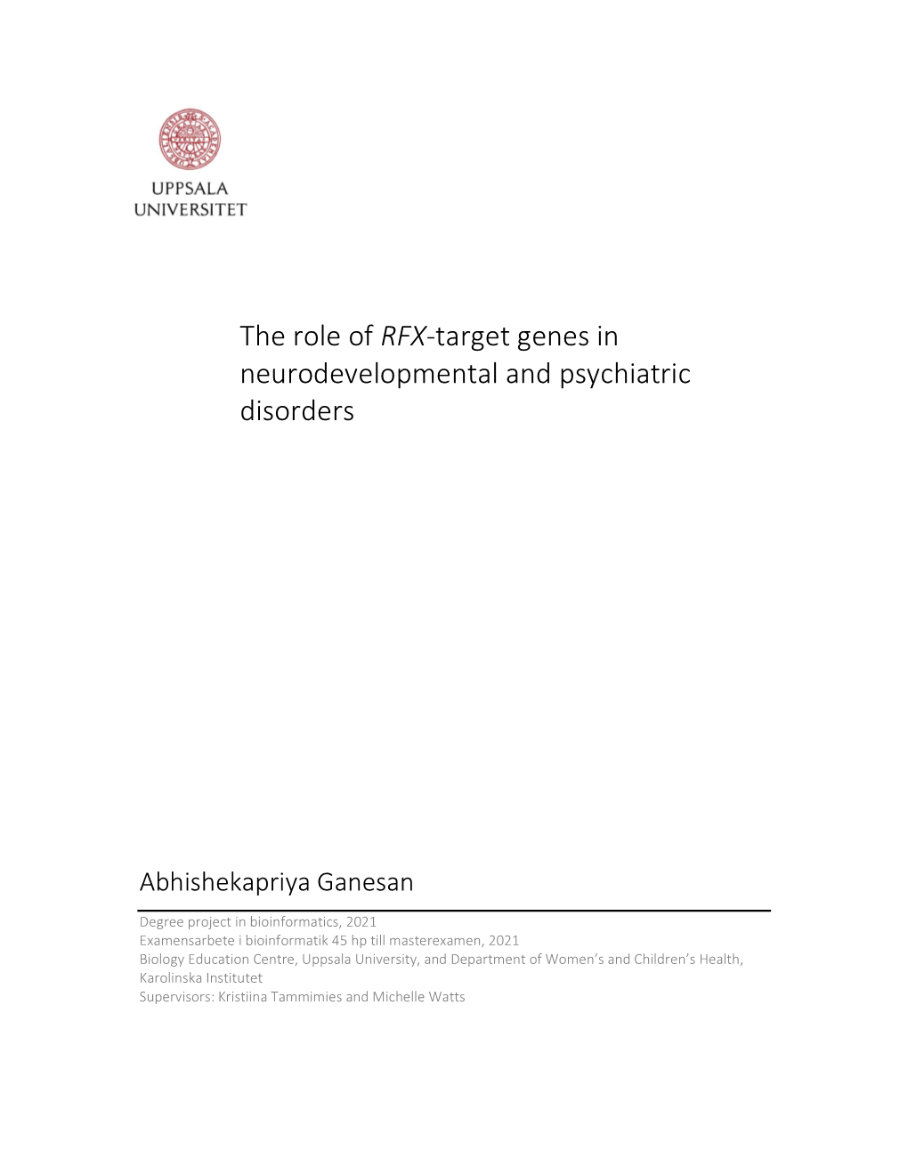 The Role of RFX-Target Genes in Neurodevelopmental and Psychiatric Disorders