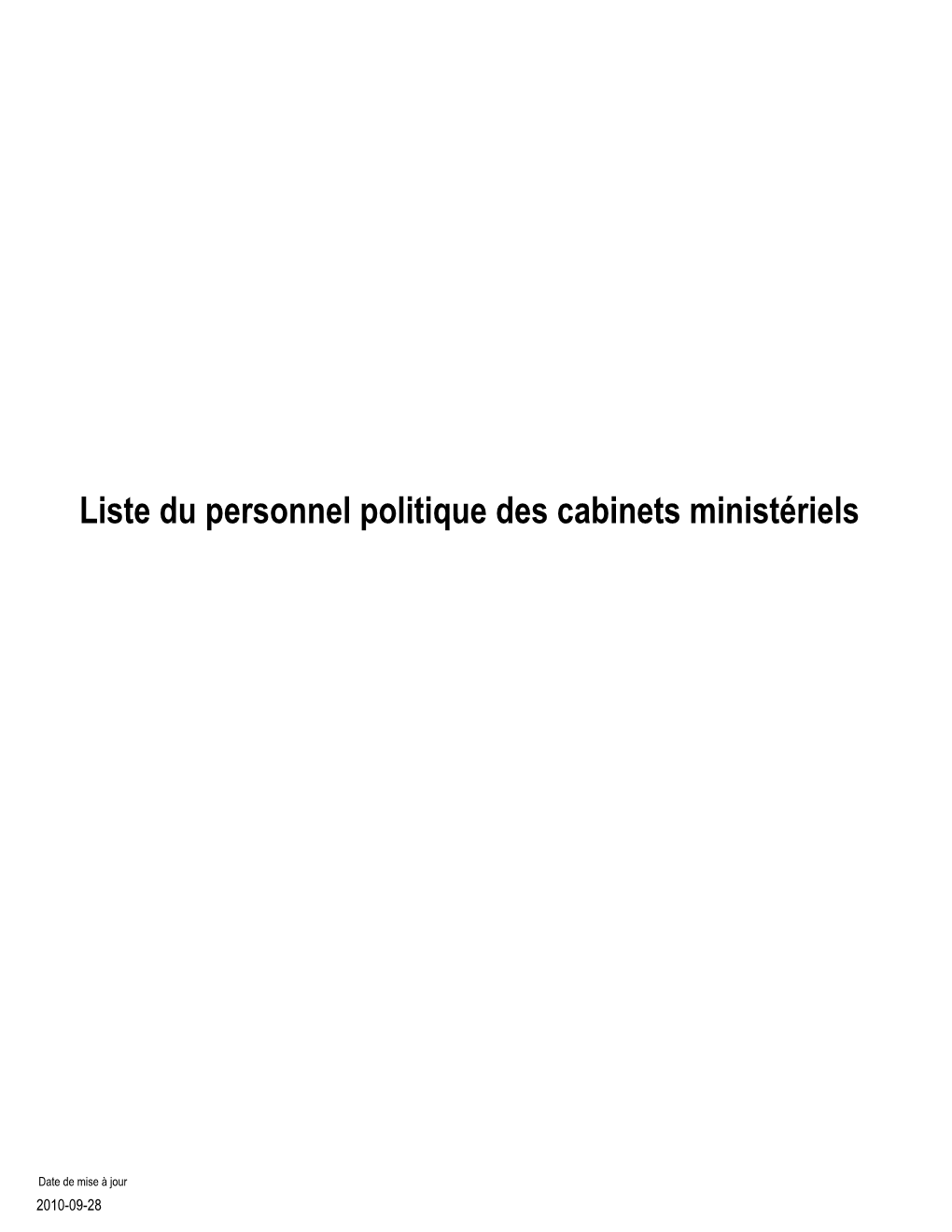 Liste Du Personnel Politique Des Cabinets Ministériels