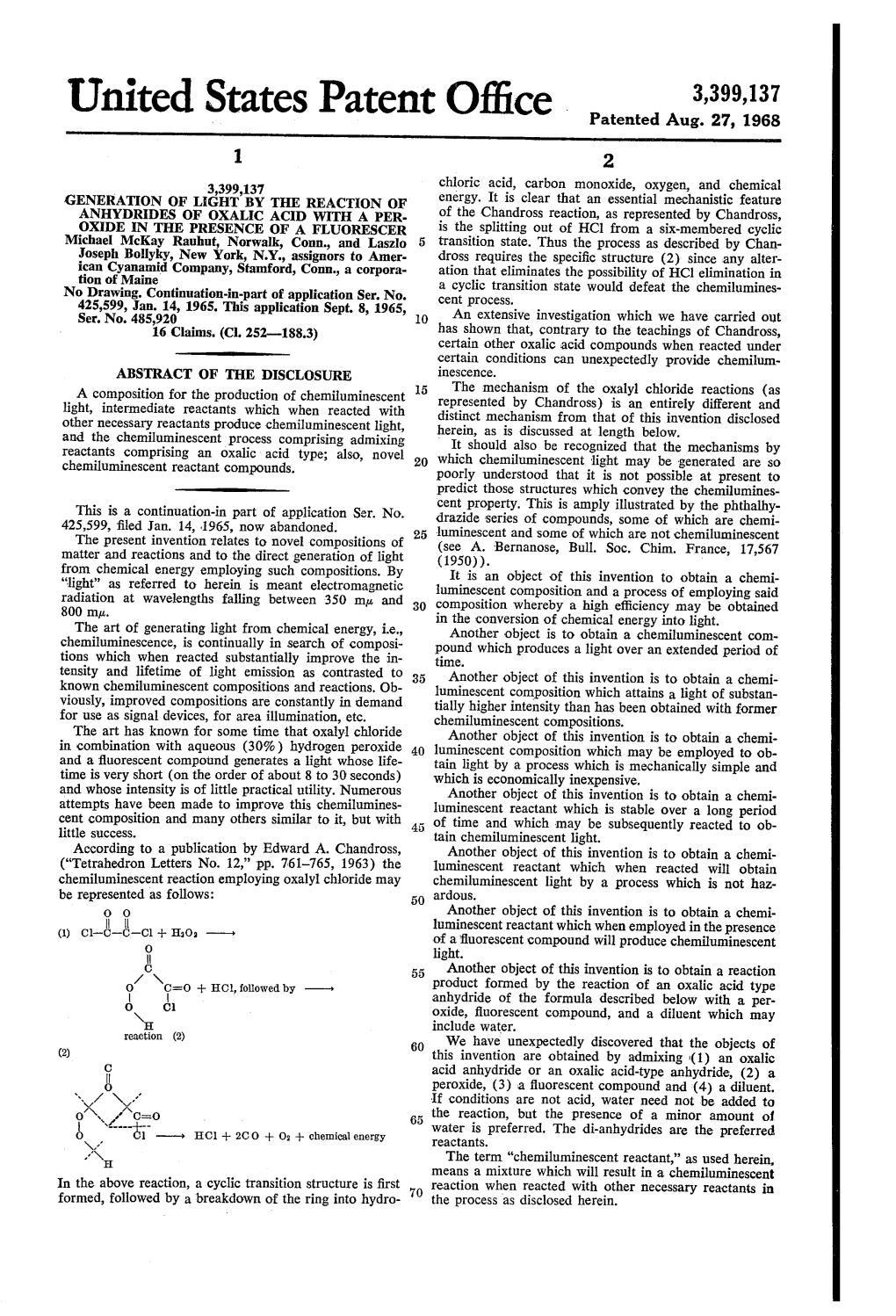 United States Patent Office Patented Aug