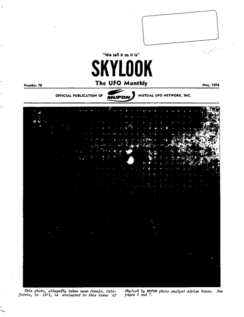 SKYLOOK Number 78 the UFO Monthly May, 1974
