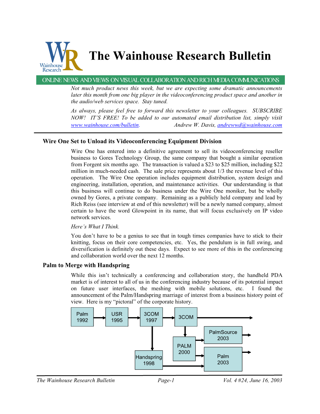 WR Bulletin Vol 4 Issue #24 16-Jun-03