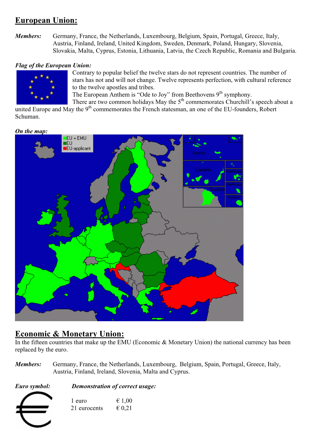 Euro Information in English