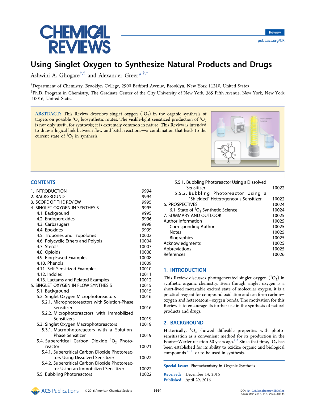 Using Singlet Oxygen to Synthesize Natural Products and Drugs † ‡ † ‡ Ashwini A