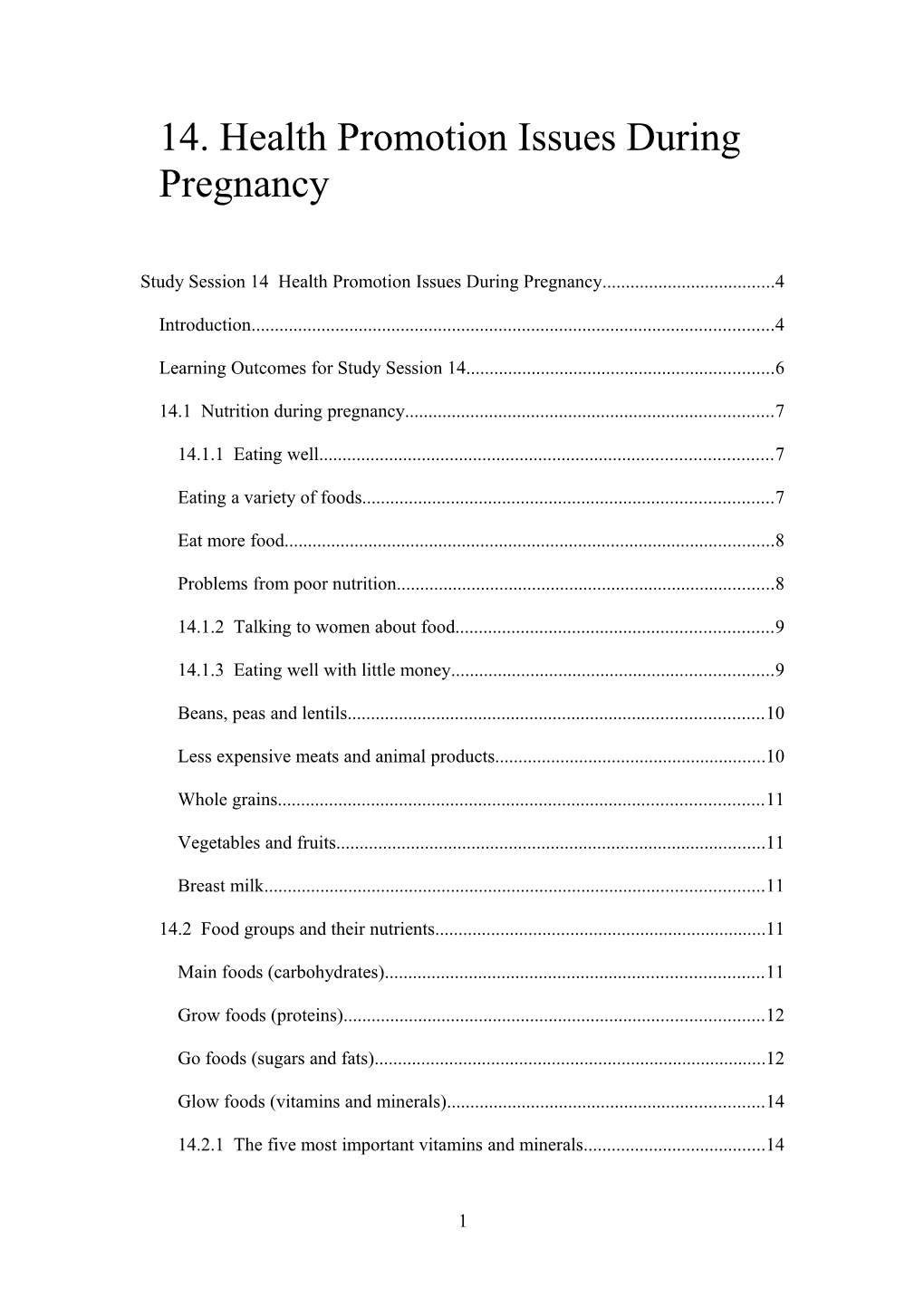 14. Health Promotion Issues During Pregnancy