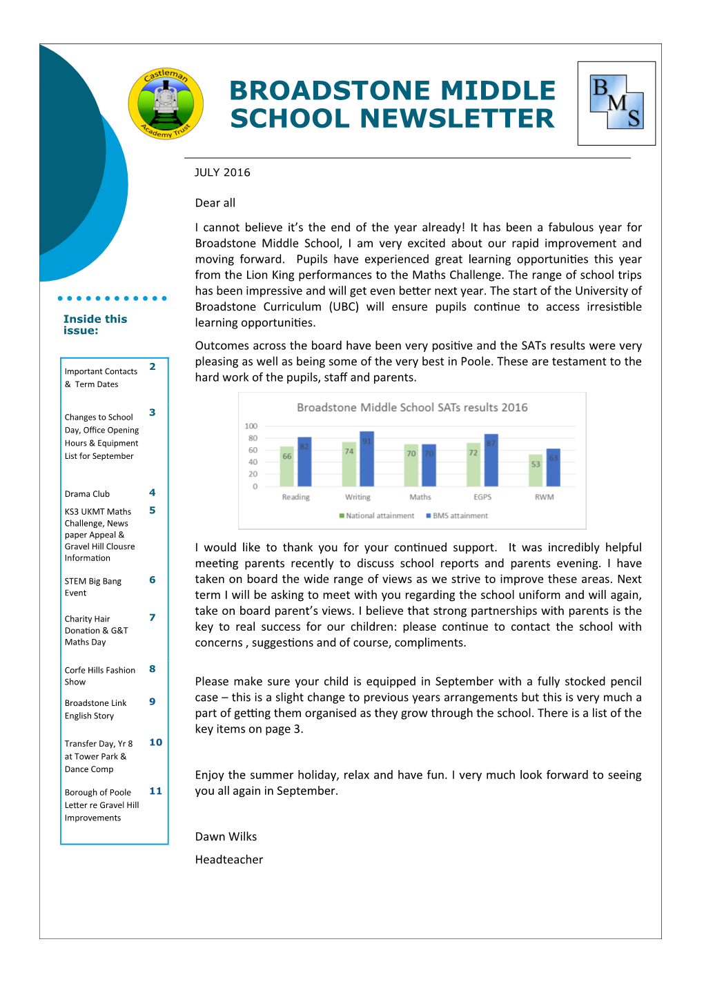 Broadstone Middle School Newsletter