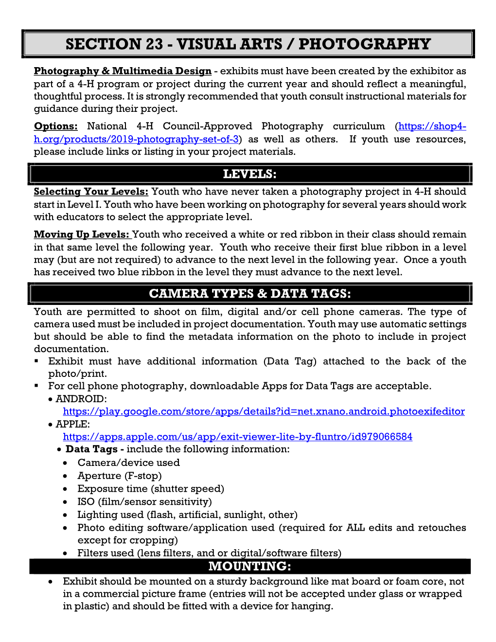 Section 23 - Visual Arts / Photography