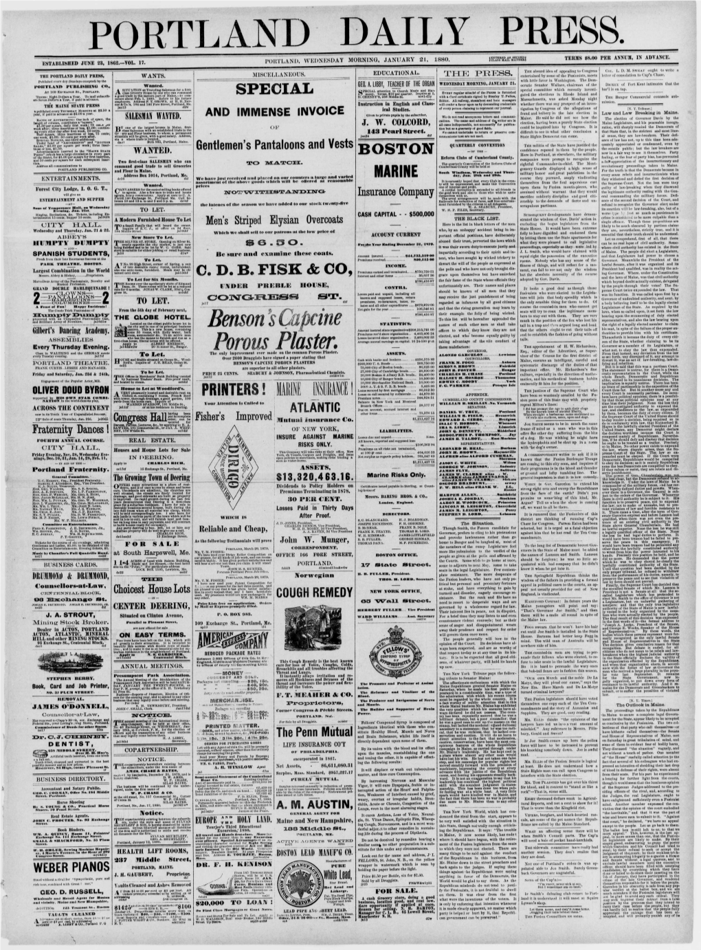 Portland Daily Press: January 21,1880
