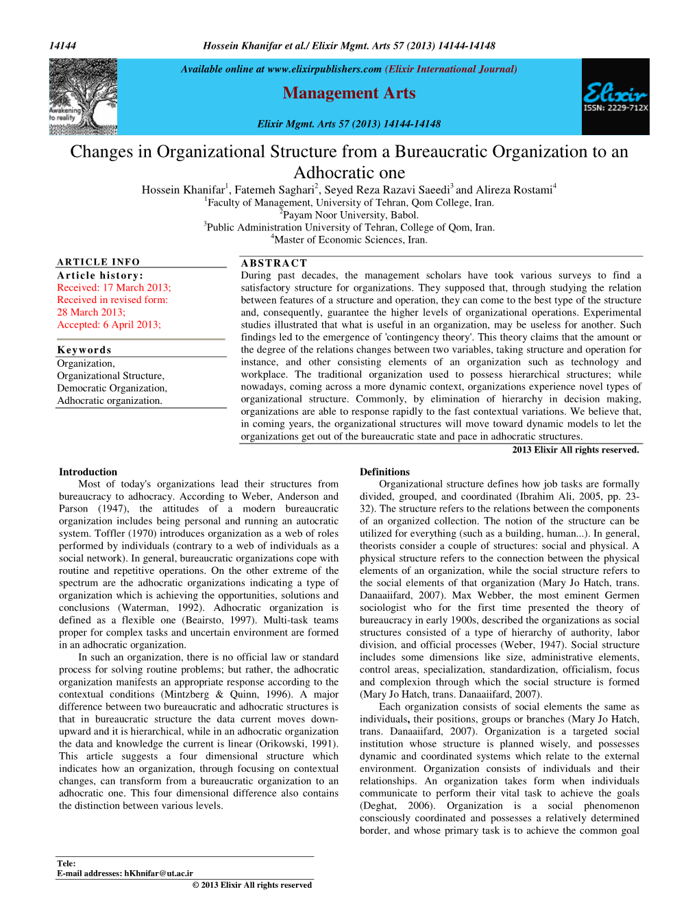 Changes in Organizational Structure from a Bureaucratic Organization To