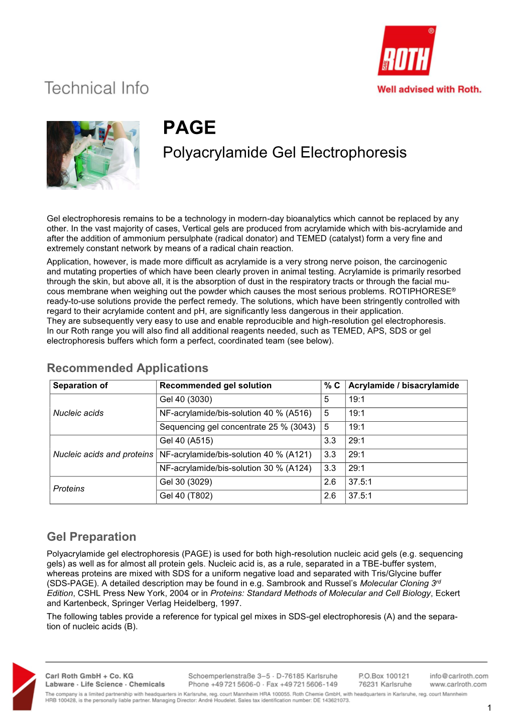 Polyacrylamide Gel Electrophoresis