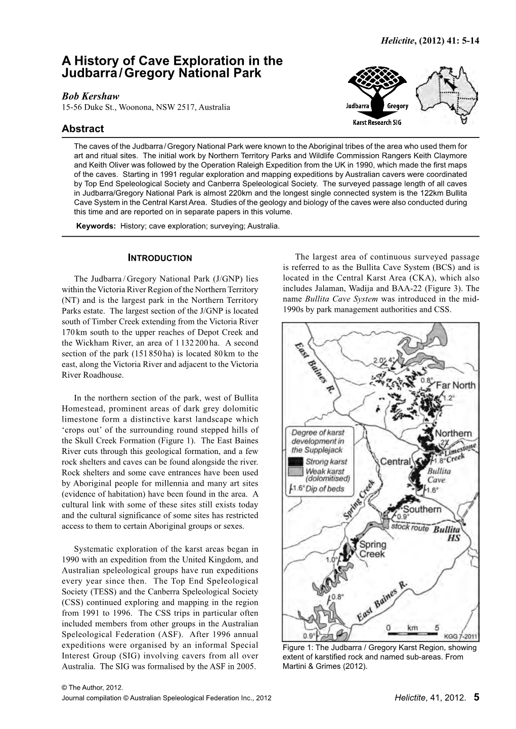 A History of Cave Exploration in the Judbarra/Gregory National Park